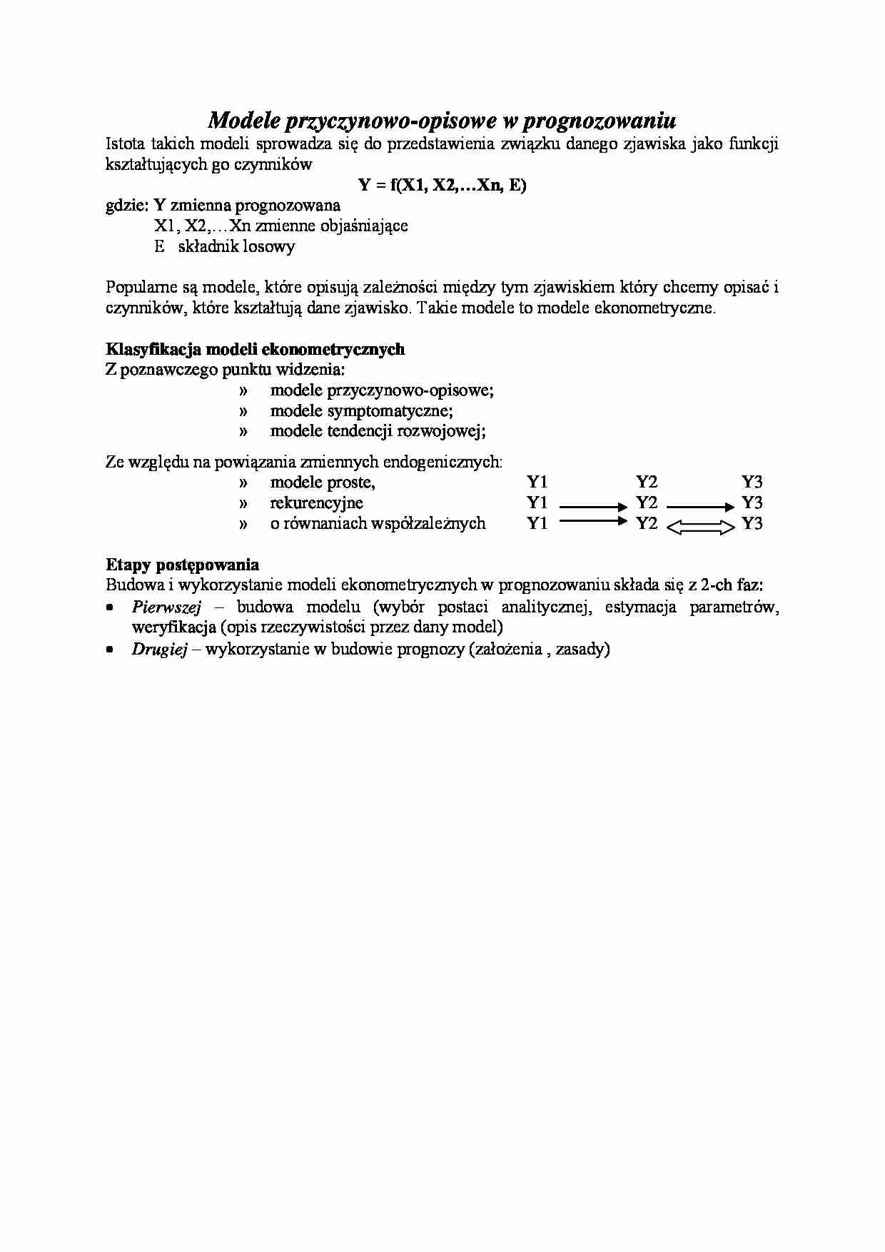 Modele przyczynowo-opisowe w prognozowaniu - strona 1