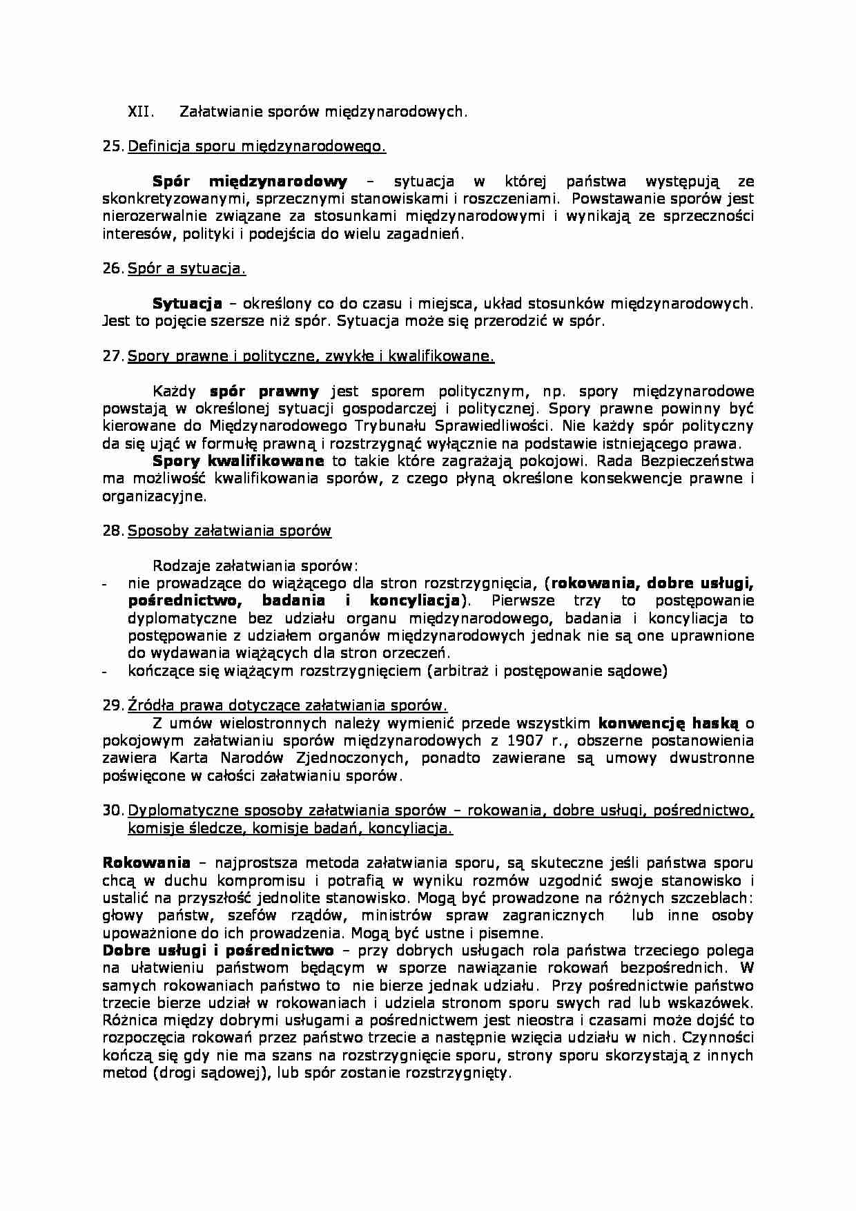 Załatwianie sporów międzynarodowych - strona 1