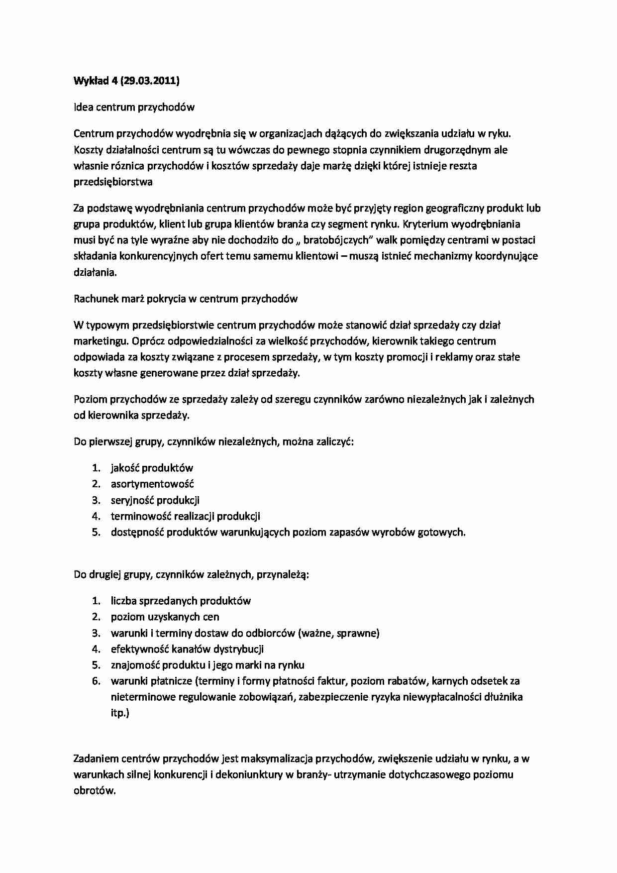 Idea centrum przychodów-Wykład  - strona 1