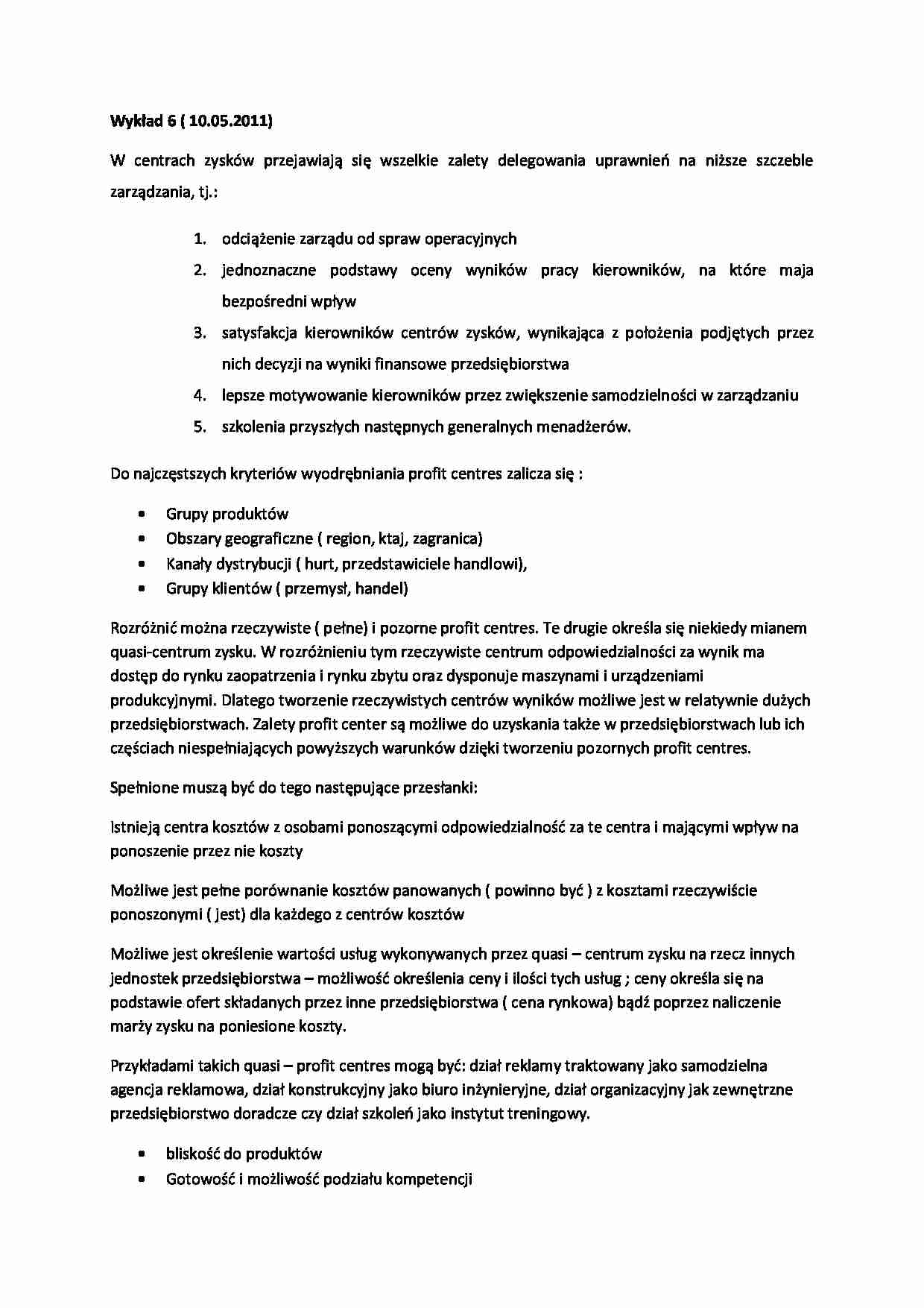 Rachunkowość zarządcza-Wykład 6 - strona 1