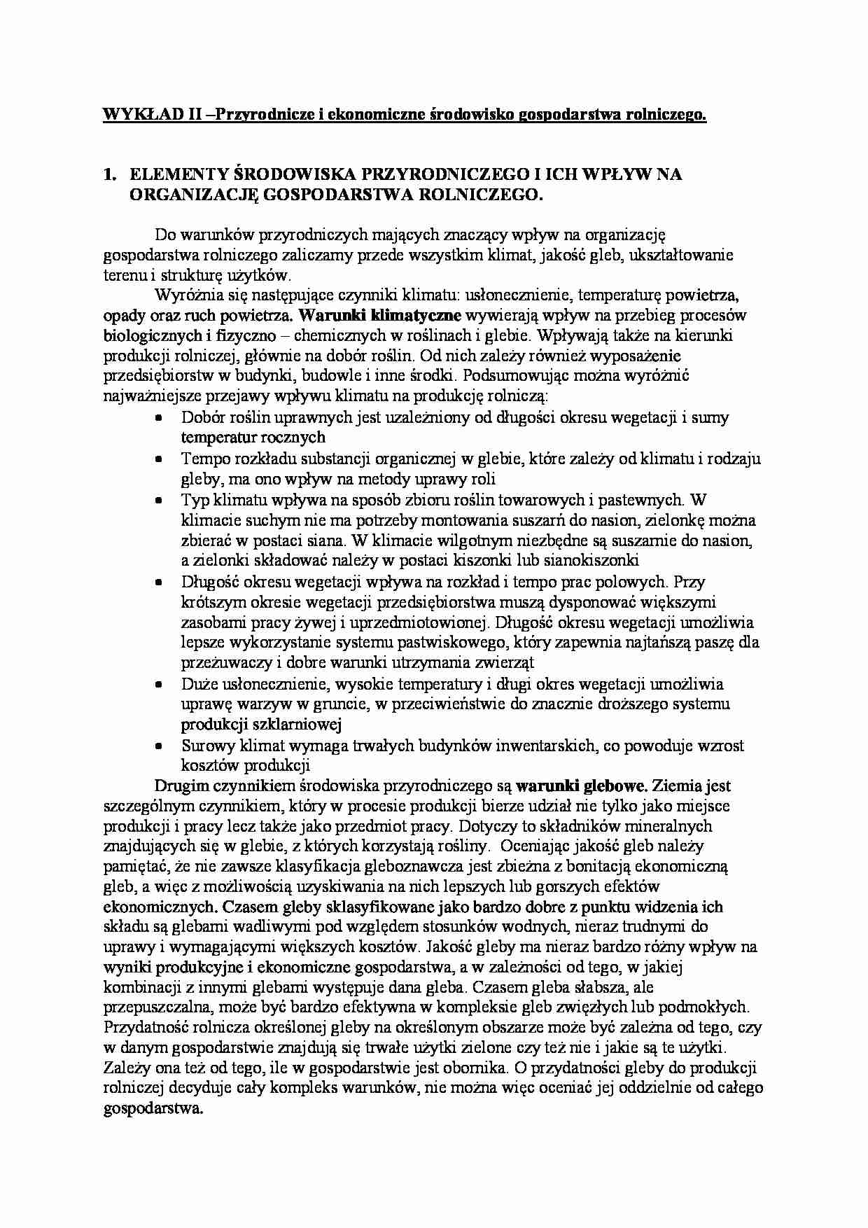 Przyrodnicze i ekonomiczne środowisko gospodarstwa rolniczego - strona 1