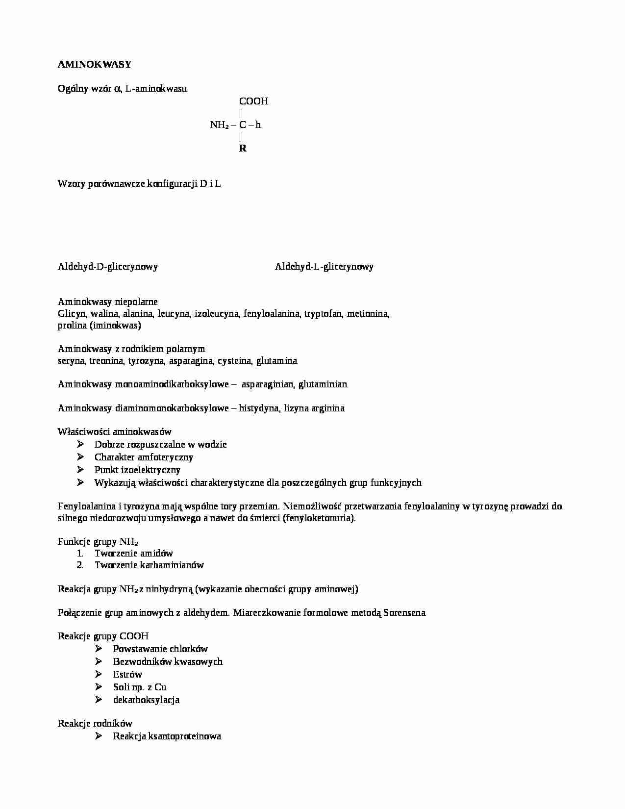 Aminokwasy - wzory - strona 1
