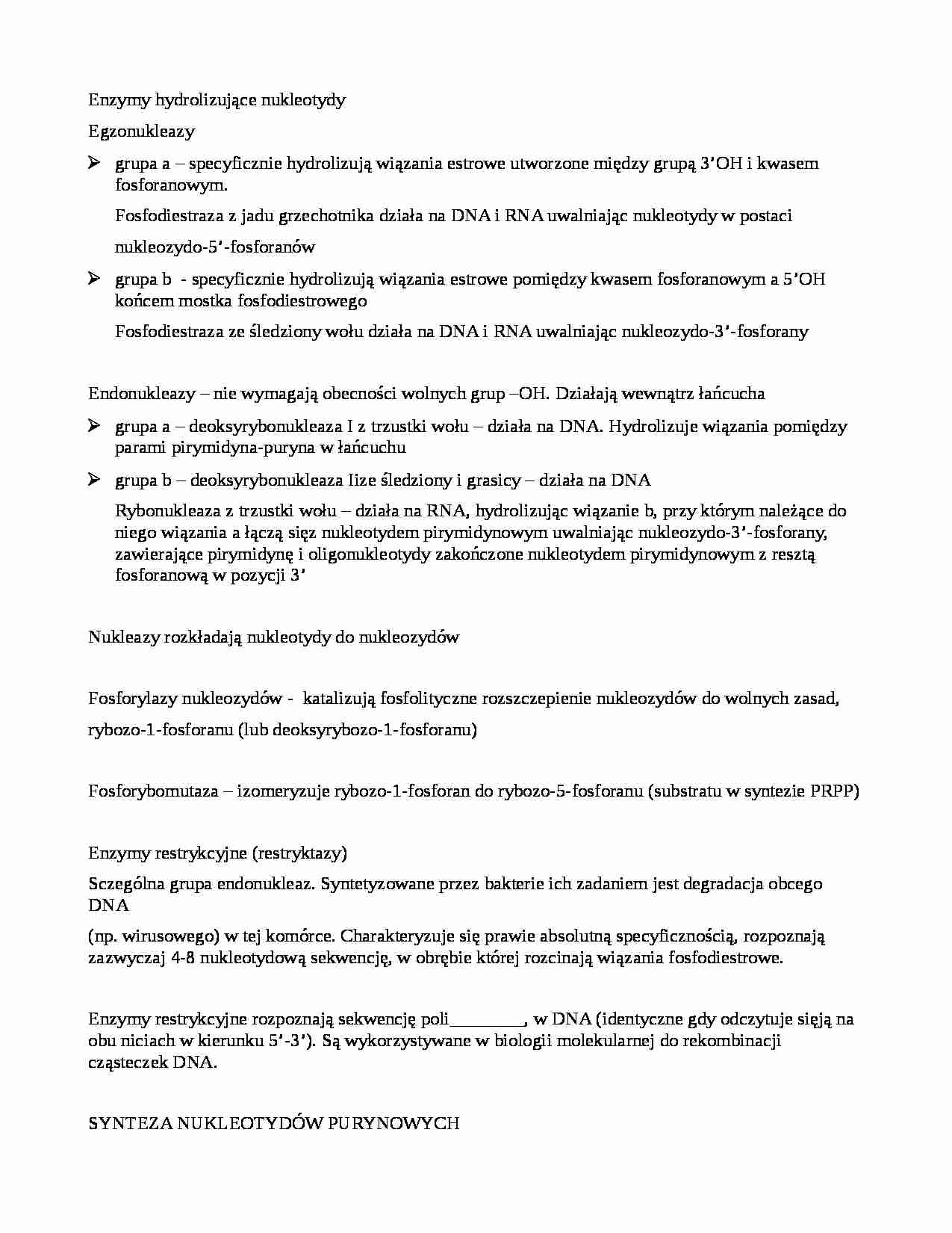 Enzymy hydrolizujące nukleotydy - strona 1