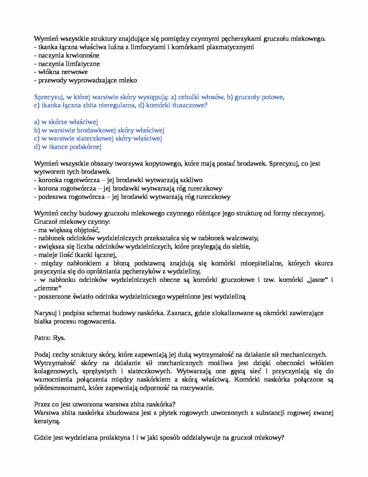 Cechy budowy gruczołu mlekowego  - strona 1