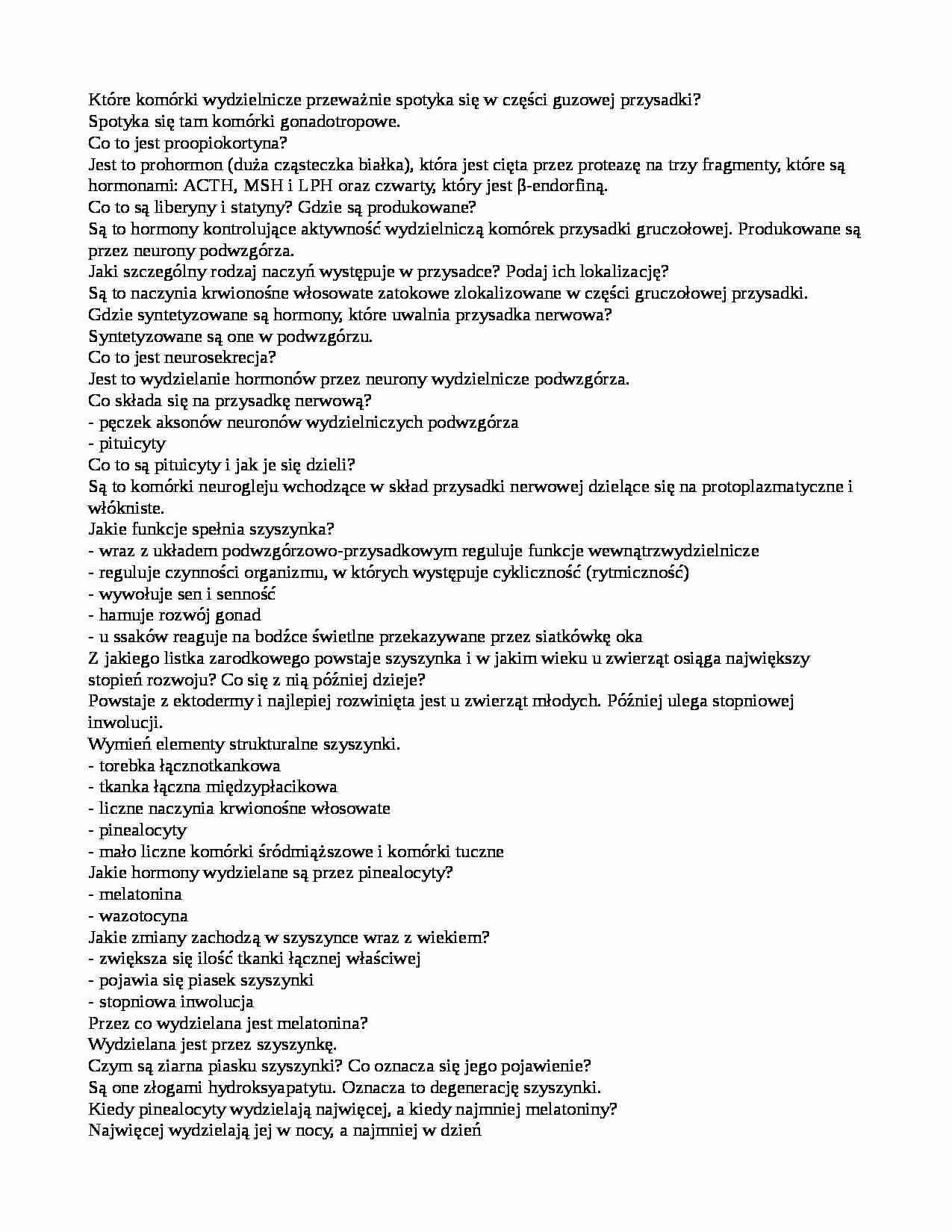 Wydzielanie wewnętrzne - opracowanie  - strona 1