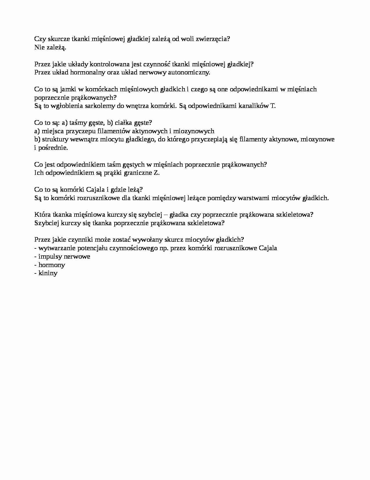 Skurcze tkanki mięśniowej  - strona 1