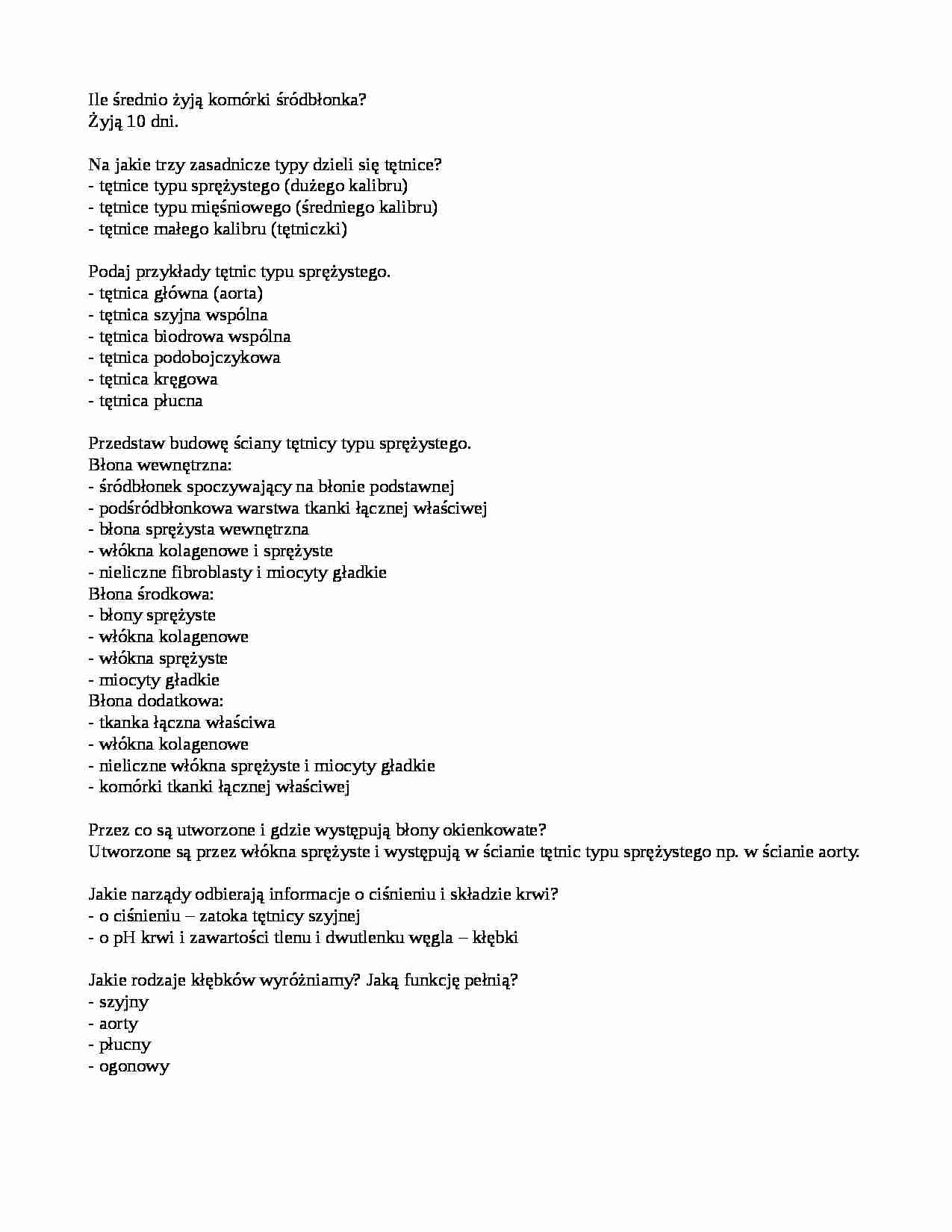 Typy tętnic  - strona 1