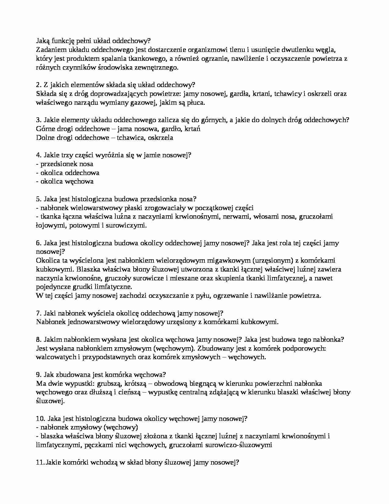 Układ oddechowy - opracowanie  - strona 1