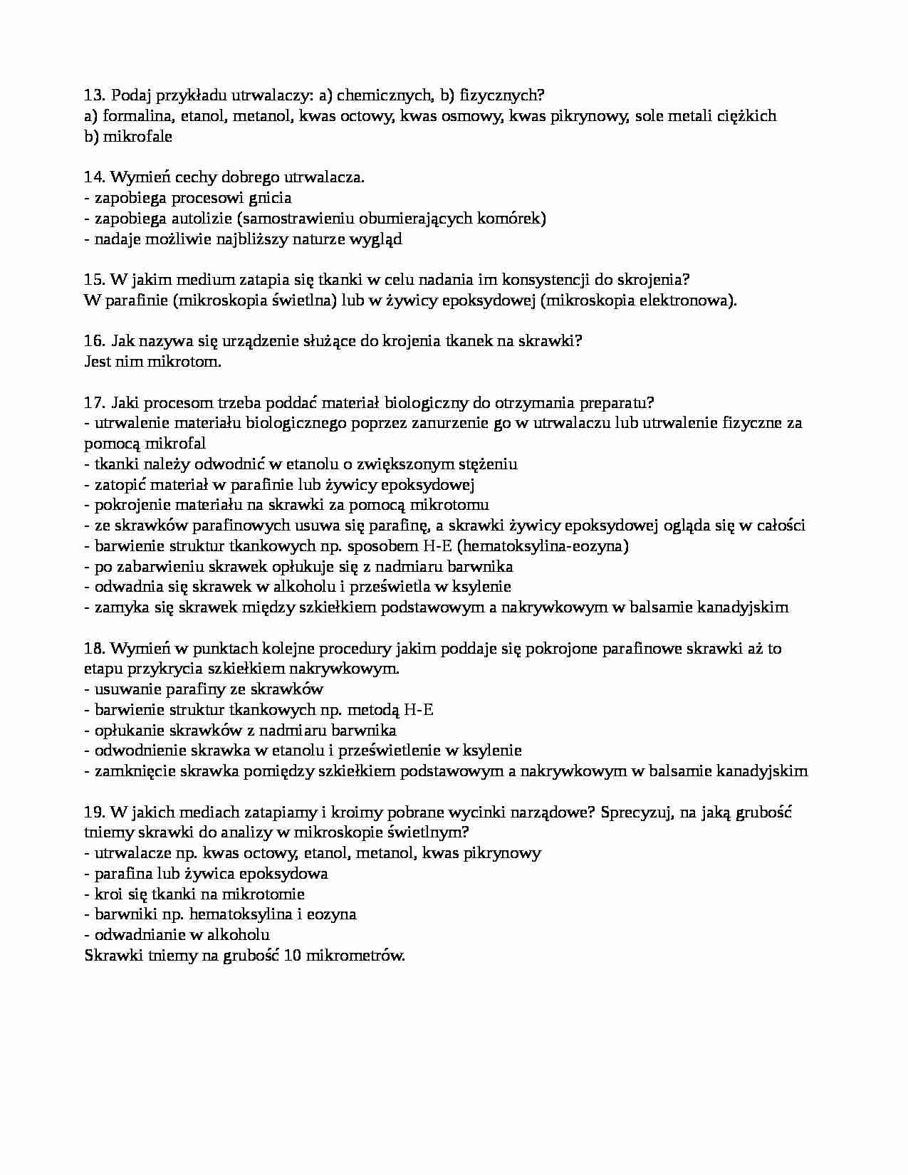 Histologia: utrwalacze - strona 1