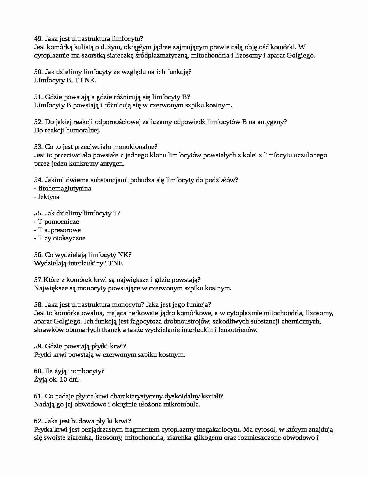 Limfocyty - opracowanie  - strona 1