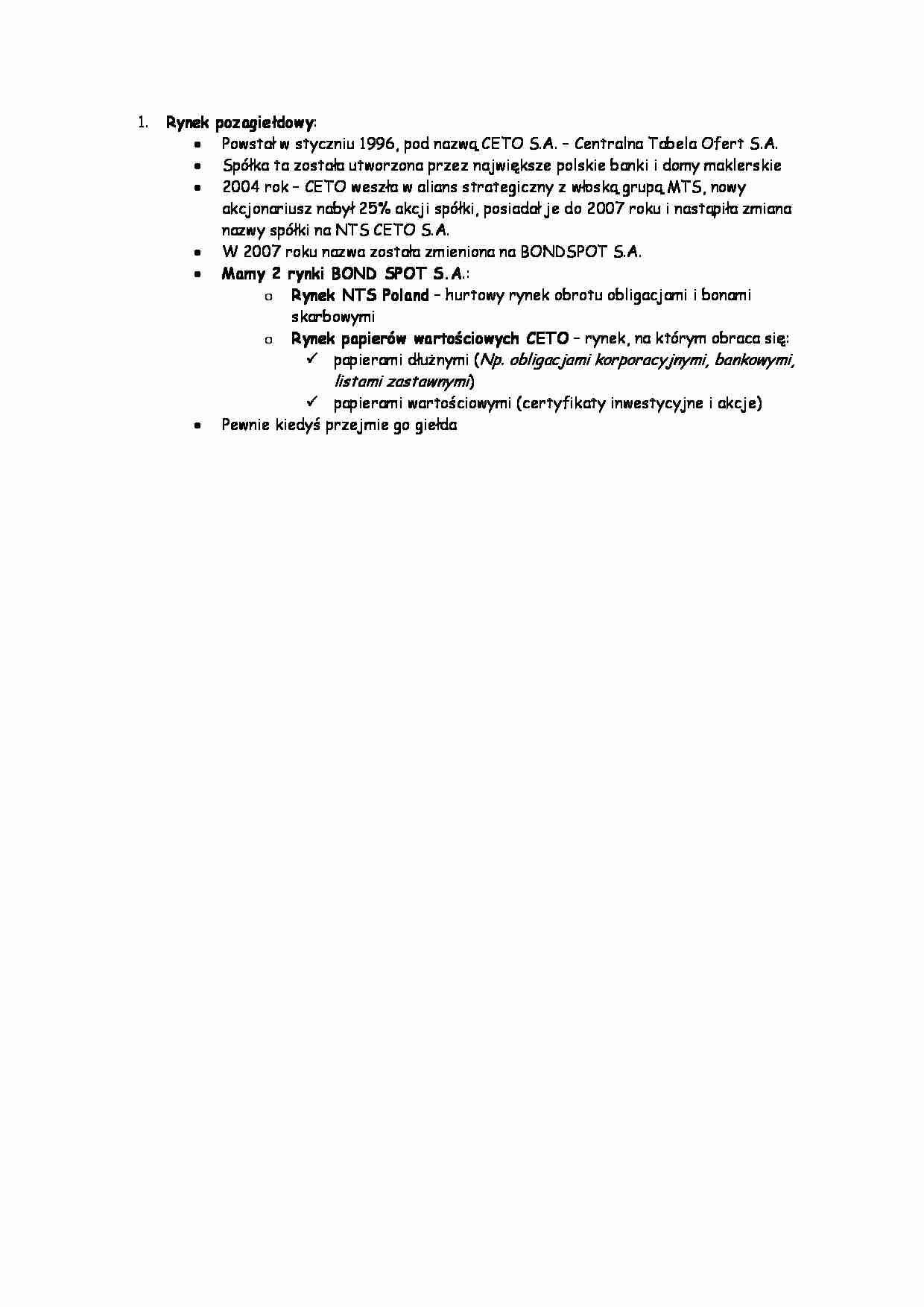 Rynek pozagiełdowy - opracowanie - strona 1