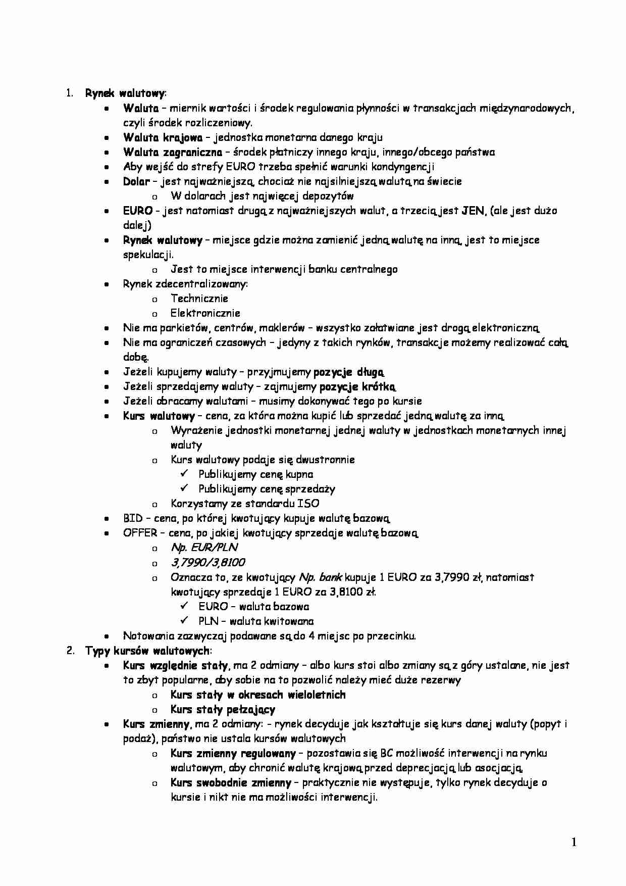 Rynek walutowy - opracowanie - strona 1