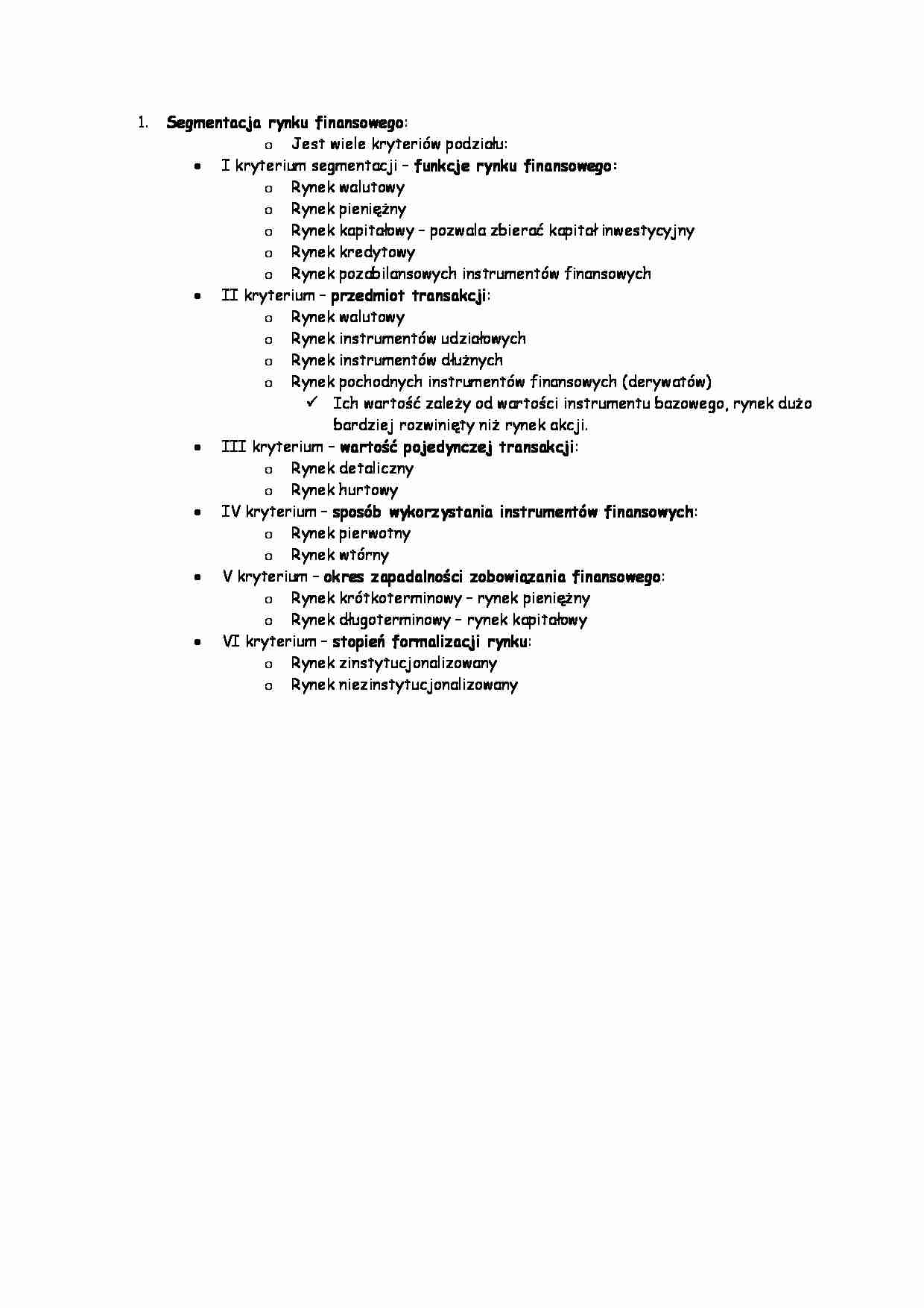 Segmentacja rynku finansowego - strona 1