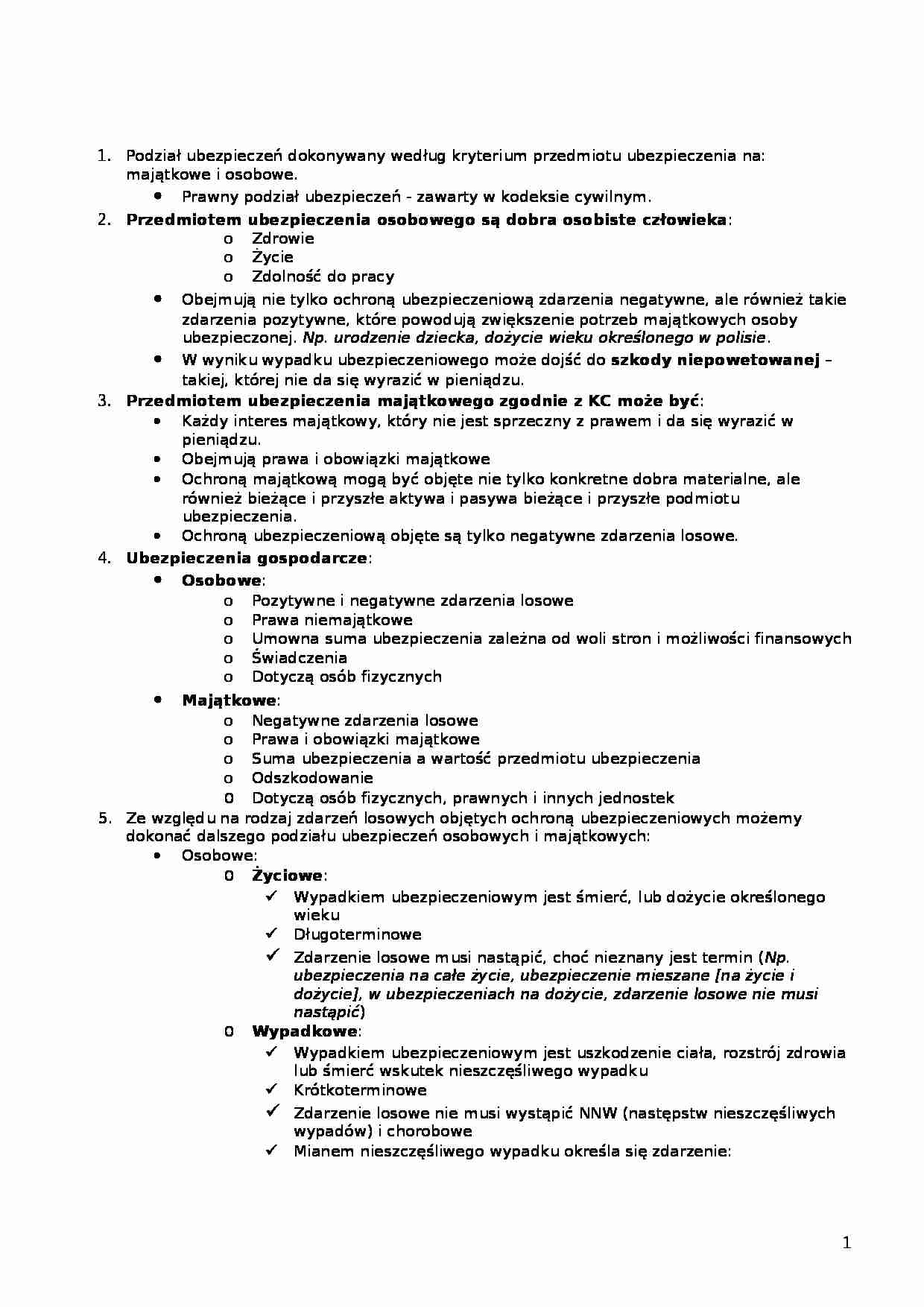 Przedmiot ubezpieczenia osobowego - strona 1