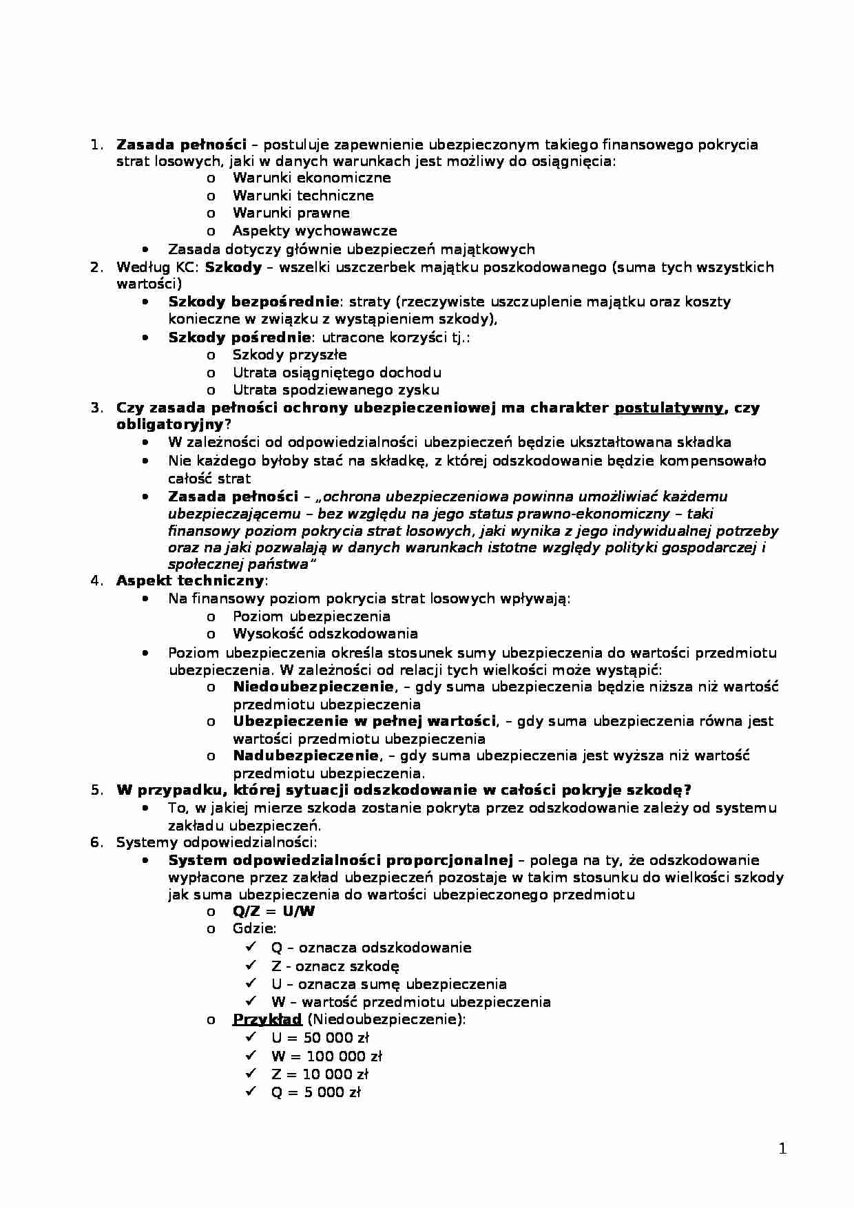 Zasada pełności - opracowanie - strona 1