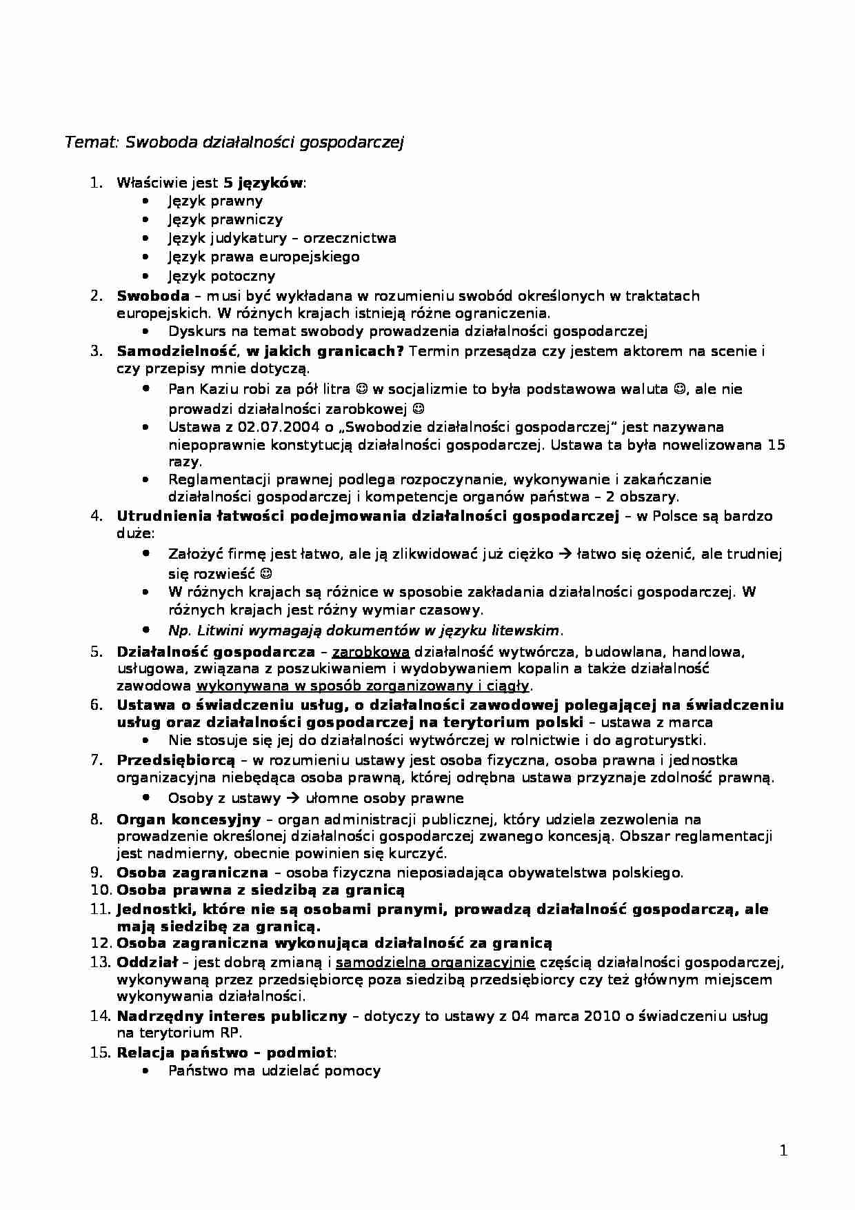 Swoboda działalności gospodarczej - strona 1
