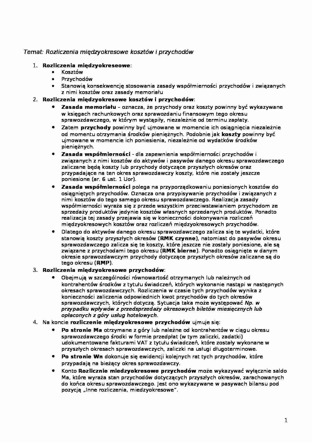 Rozliczenia międzyokresowe kosztów i przychodów - strona 1