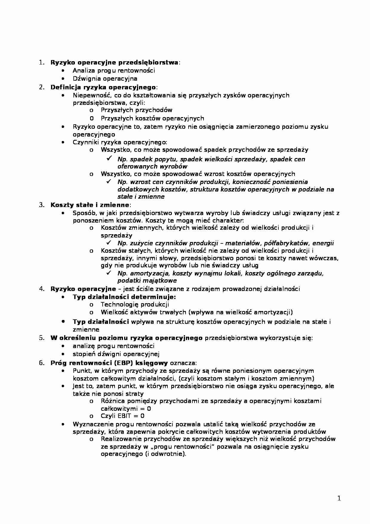 Ryzyko operacyjne przedsiębiorstwa - strona 1