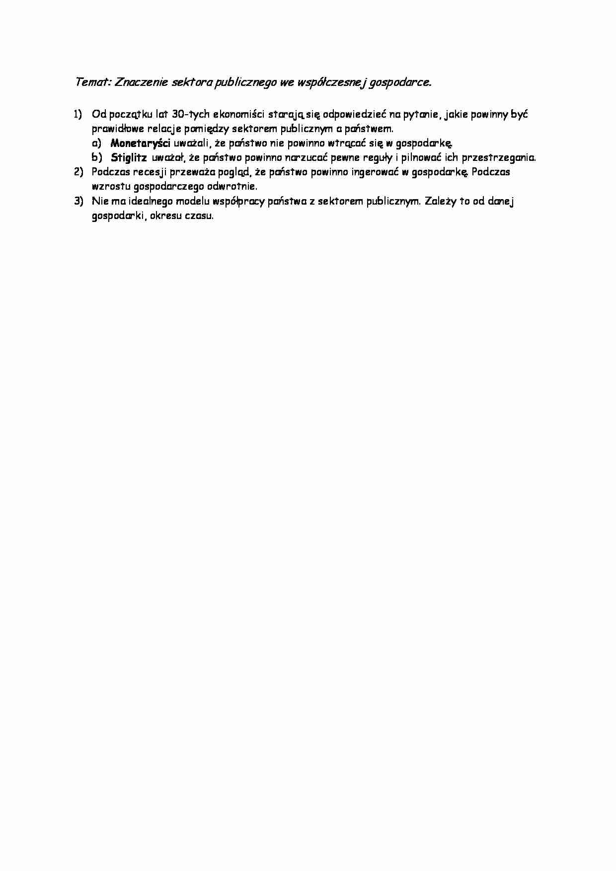 Znaczenie sektora publicznego we współczesnej gospodarce - strona 1