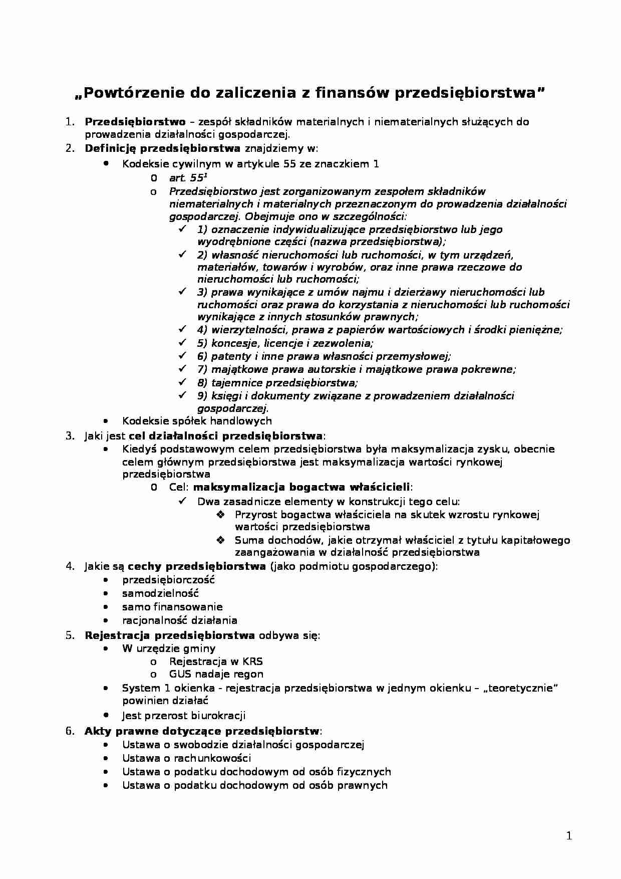 Powtórzenie do zaliczenia - strona 1