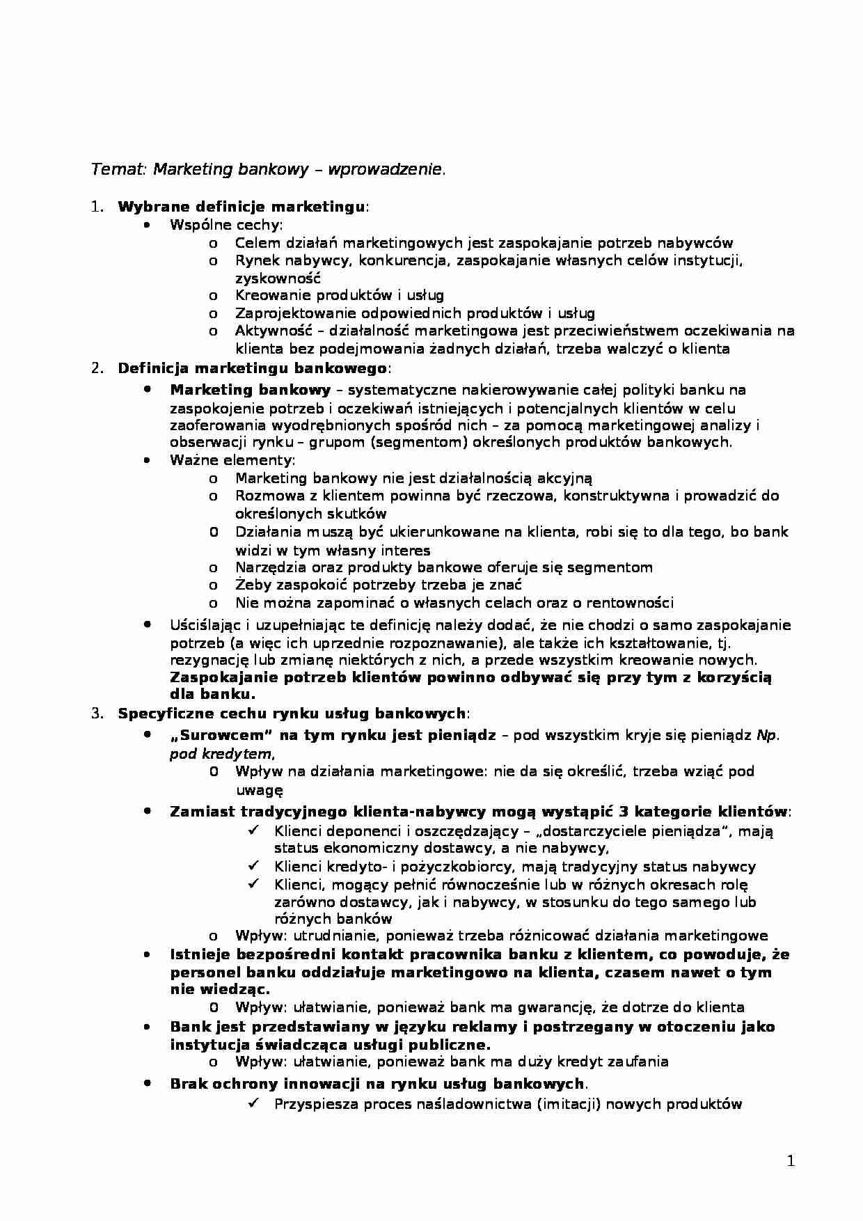 Marketing bankowy - wprowadzenie - strona 1
