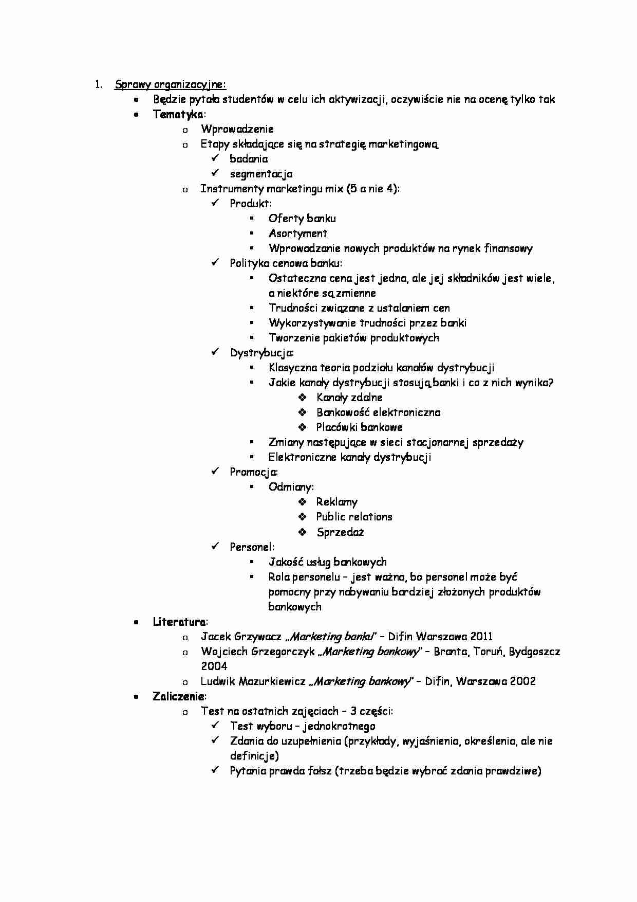 Sprawy organizacyjne przedmiotu - strona 1