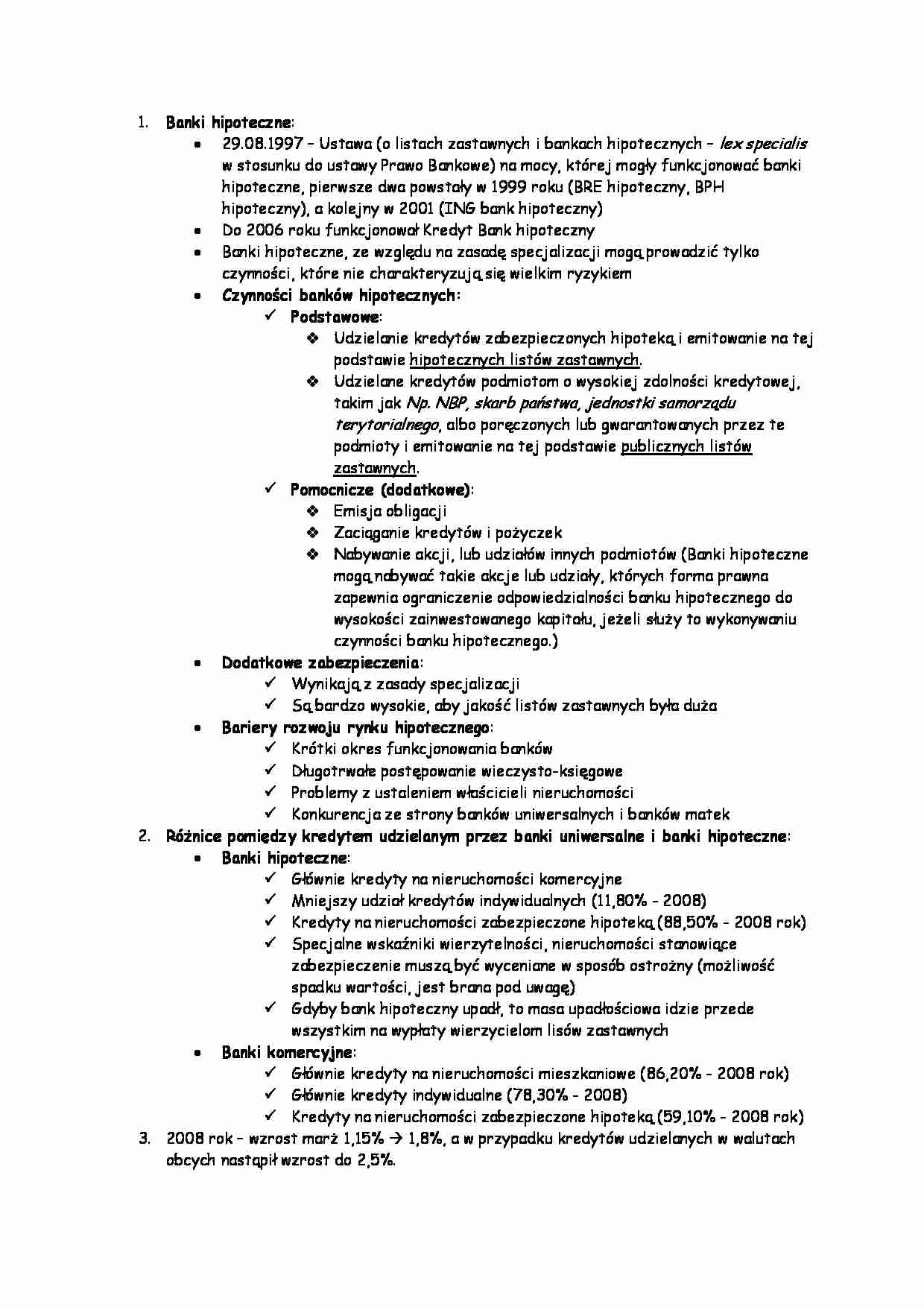 Banki hipoteczne i ich czynności - strona 1