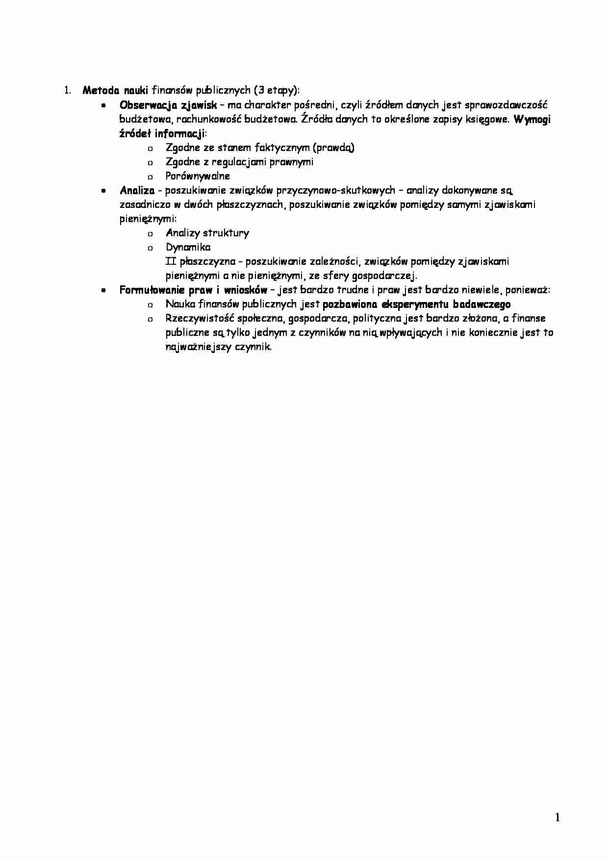 Metoda nauki finansów publicznych - strona 1