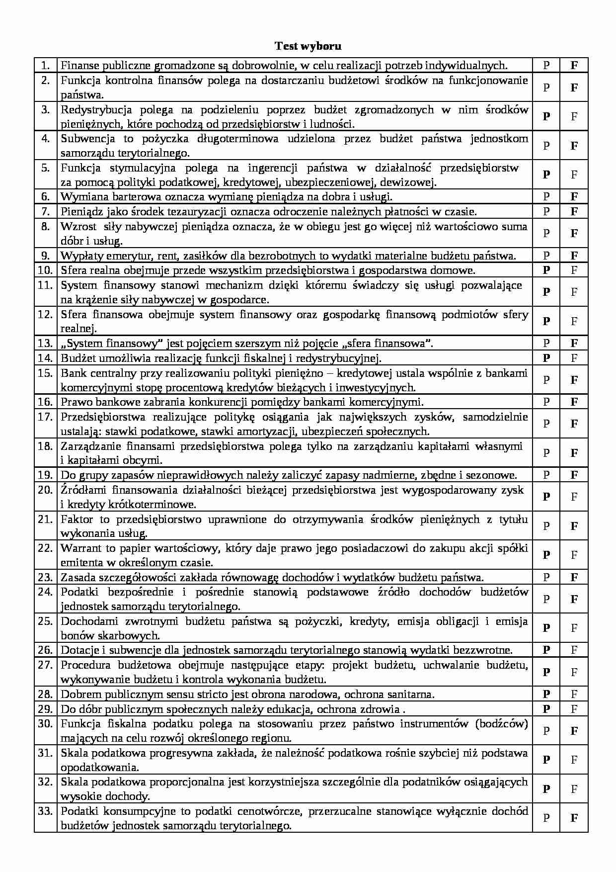 Test prawda-fałsz - strona 1