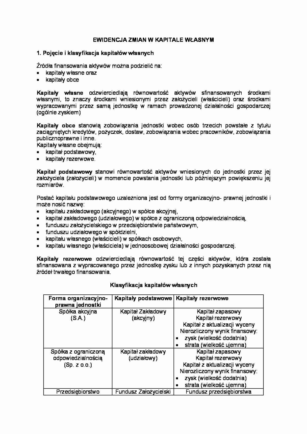 Ewidencja zmian w kapitale własnym - strona 1