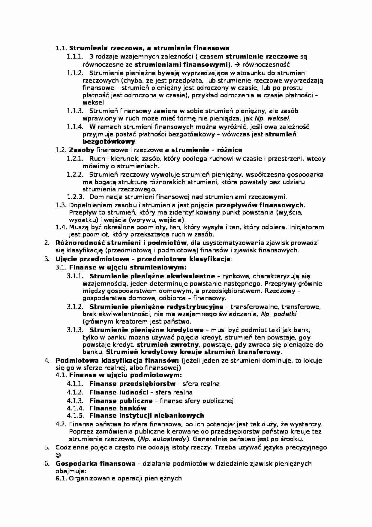 Finanse - podstawowe pojęcia z przedmiotu - strona 1