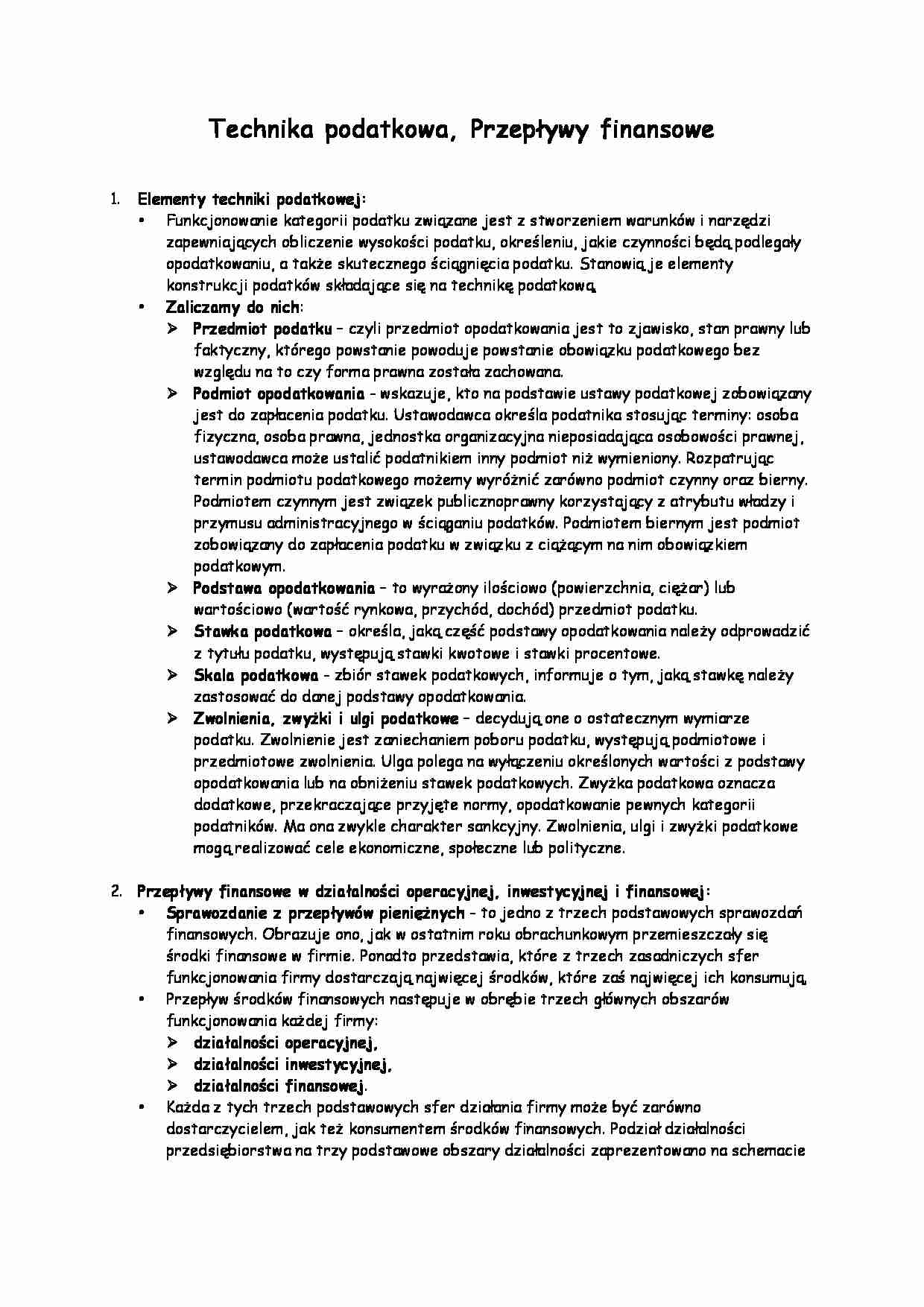 Technika podatkowa, przepływy finansowe - strona 1