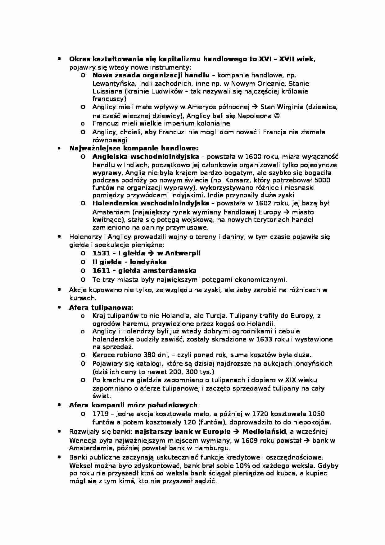 Okres kształtowania kapitalizmu - strona 1