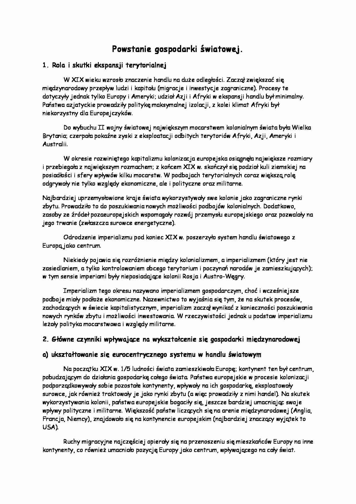 Powstanie gospodarki światowej - strona 1