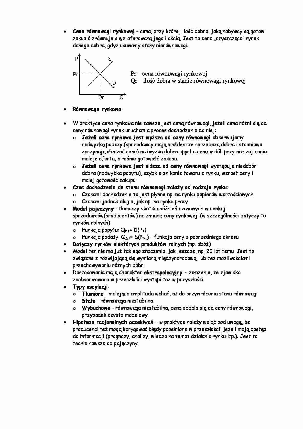 Proces dochodzenia do stanu równowagi rynkowej - strona 1