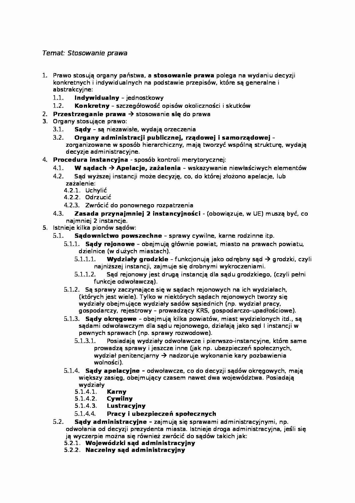 Stosowanie prawa - wykład - strona 1