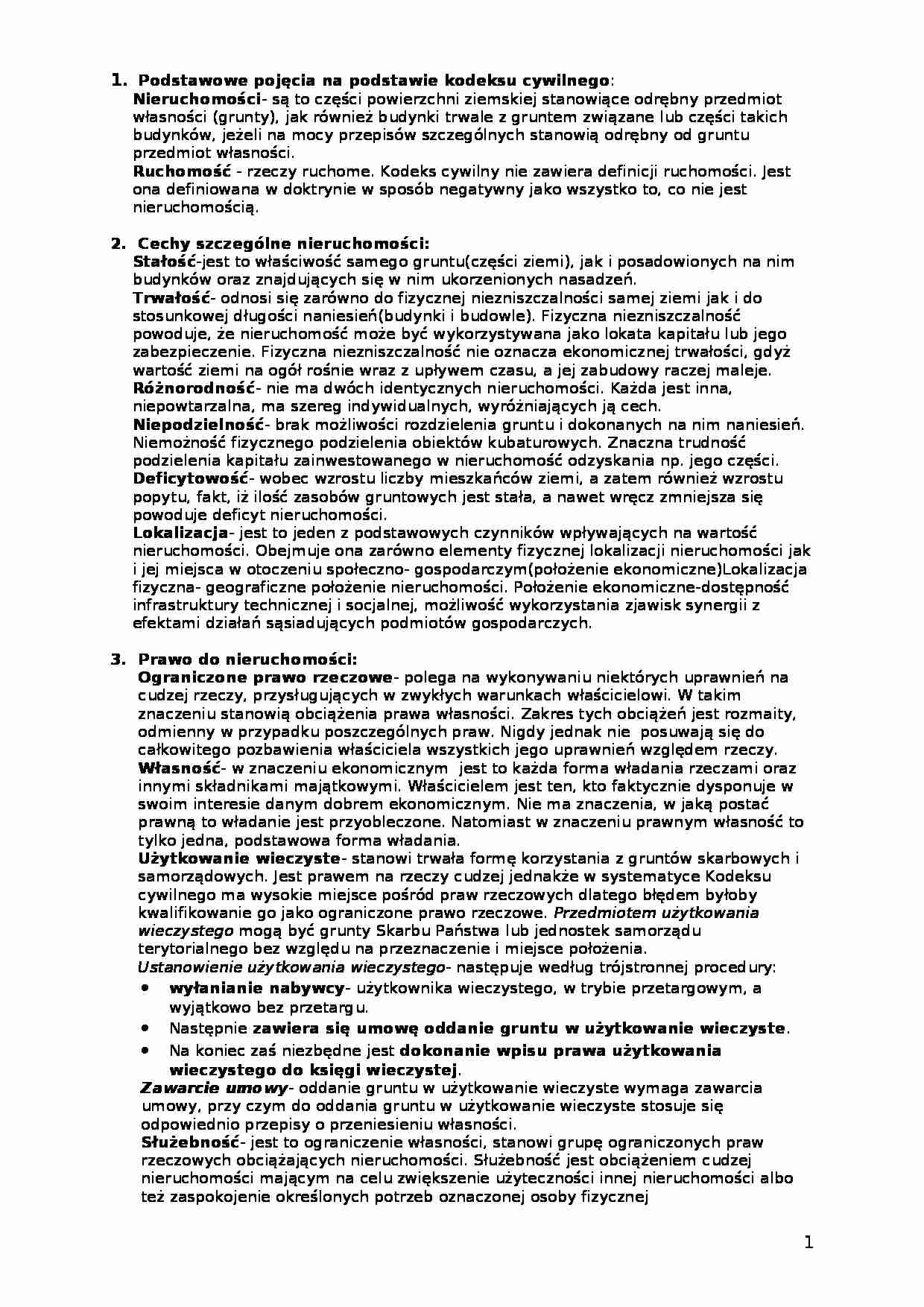 Podstawowe pojęcia na podstawie kodeksu cywilnego - strona 1