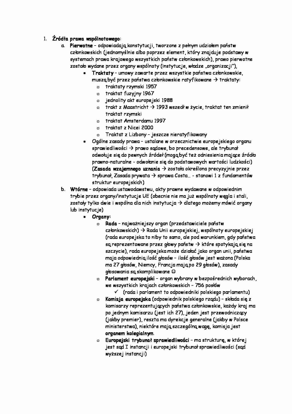Źródła prawa wspólnotowego - strona 1