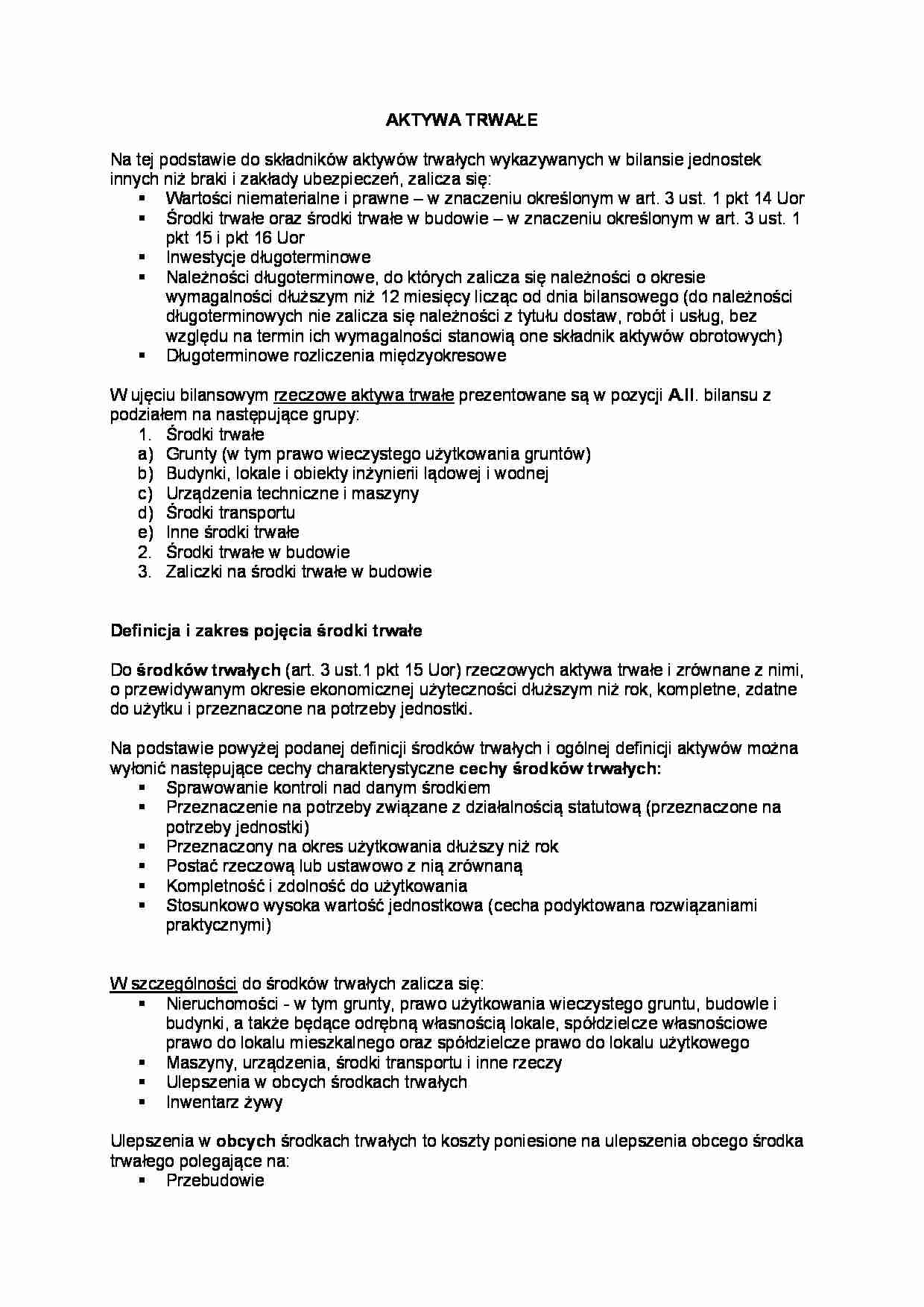 Aktywa trwałe - omówienie - strona 1