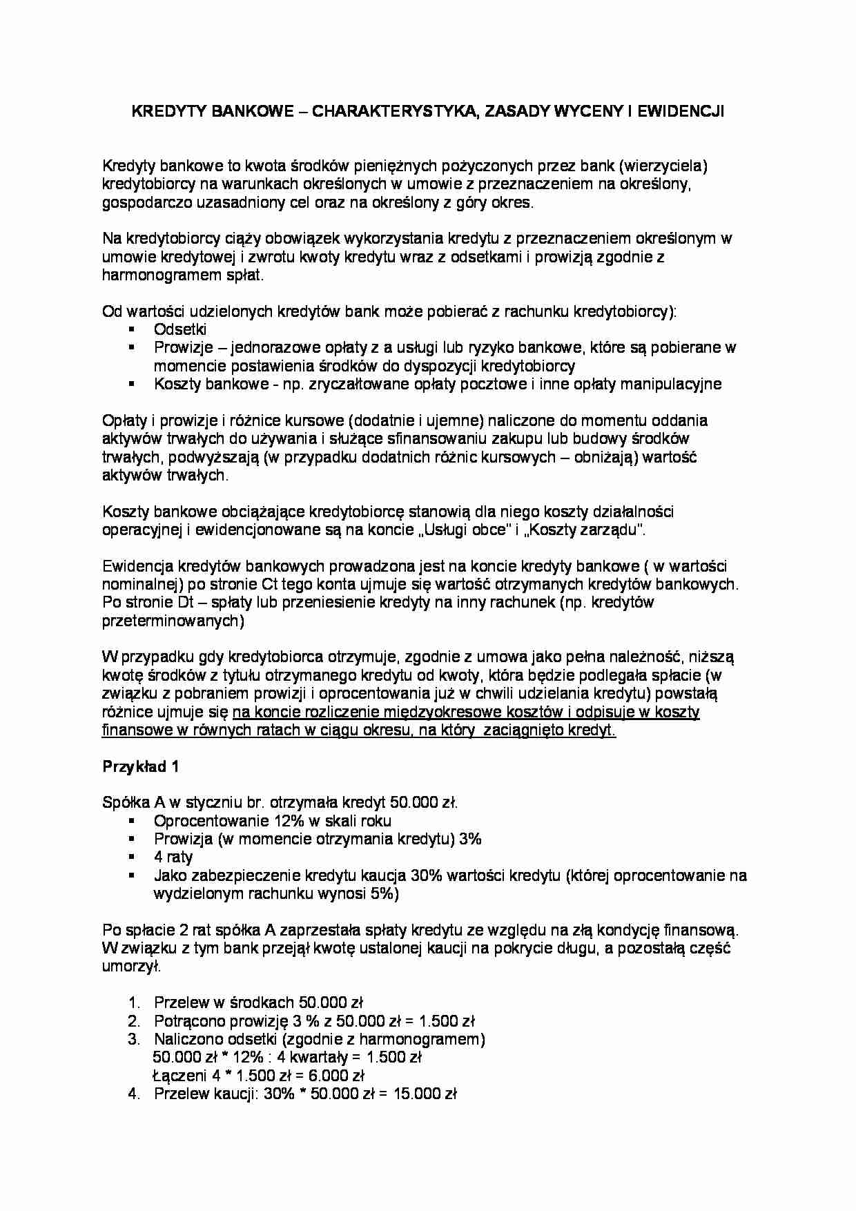Kredyty bankowe - omówienie - strona 1