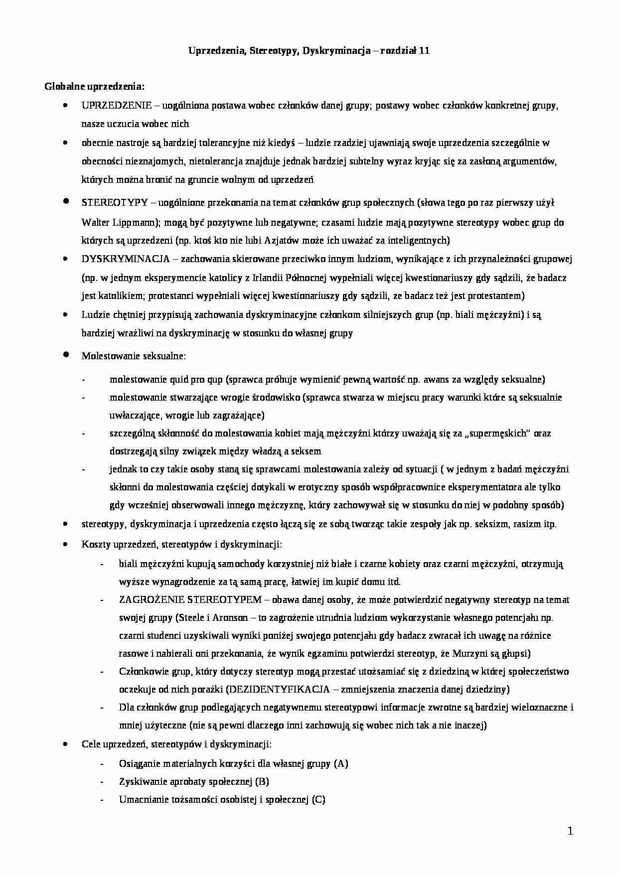 Uprzedzenia, sterotypy, dyskryminacja - Rozdział 11 kinga - strona 1