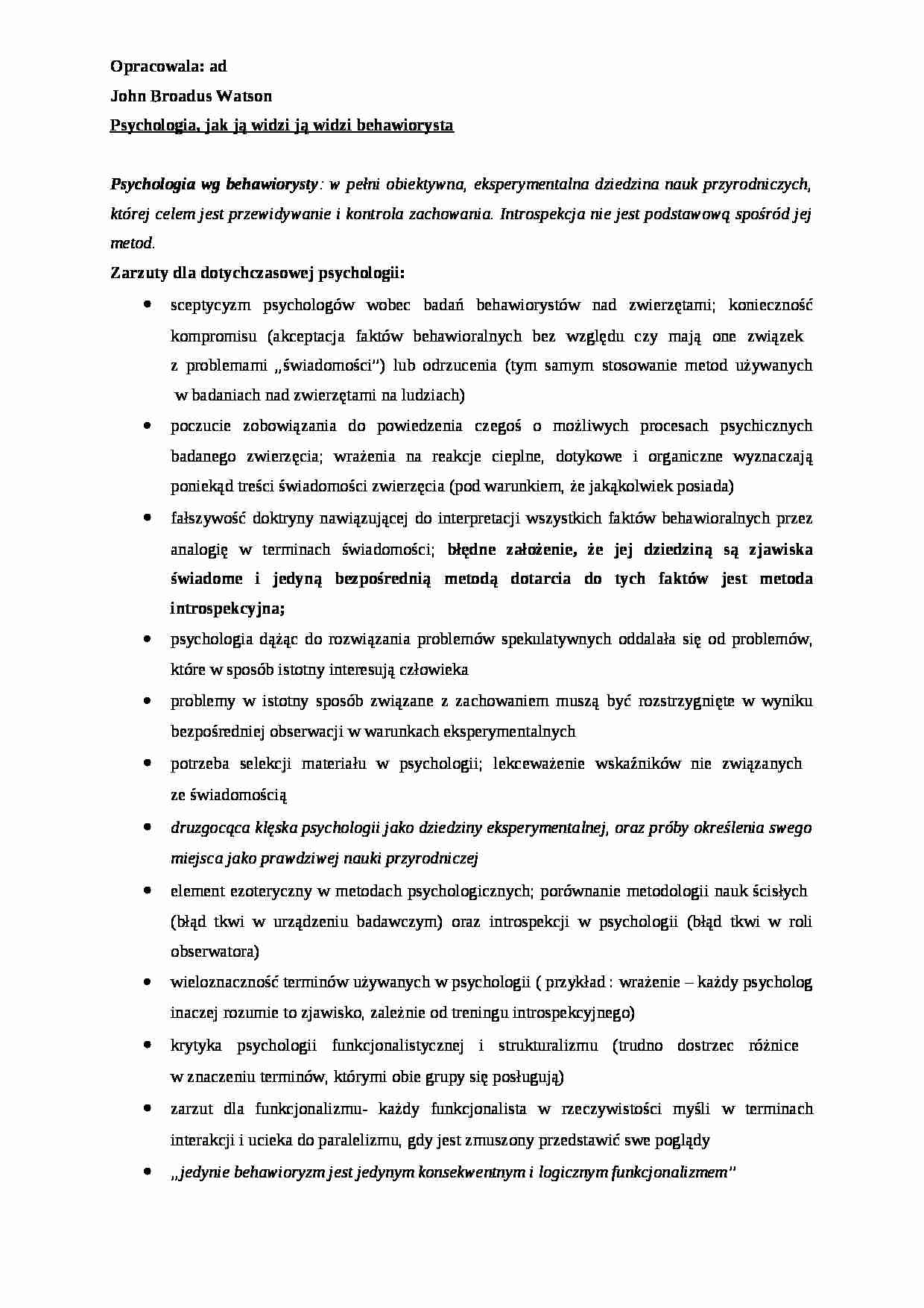 Watson Behawioryzm - strona 1