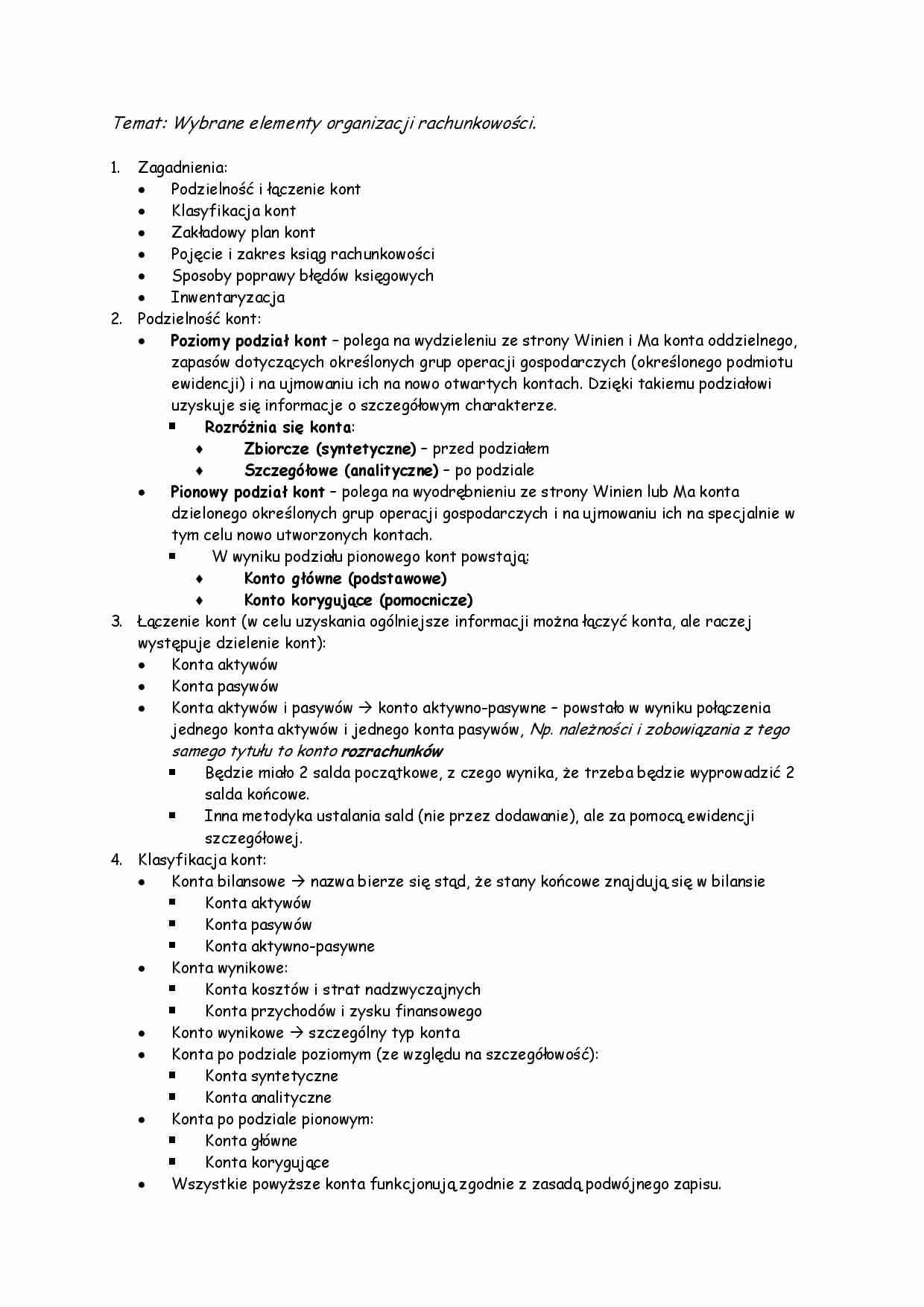 Wybrane elementy organizacji rachunkowości - strona 1