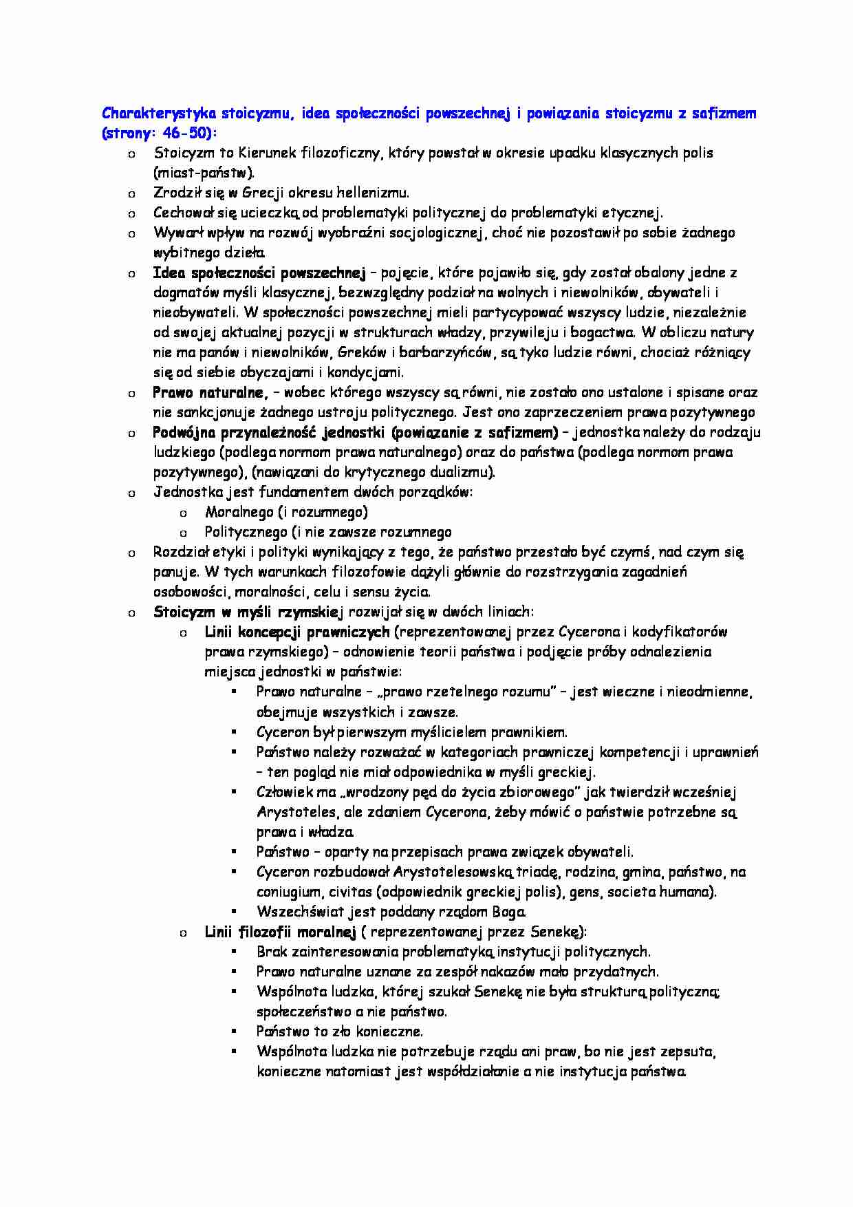 Charakterystyka poglądu stoicyzmu - strona 1