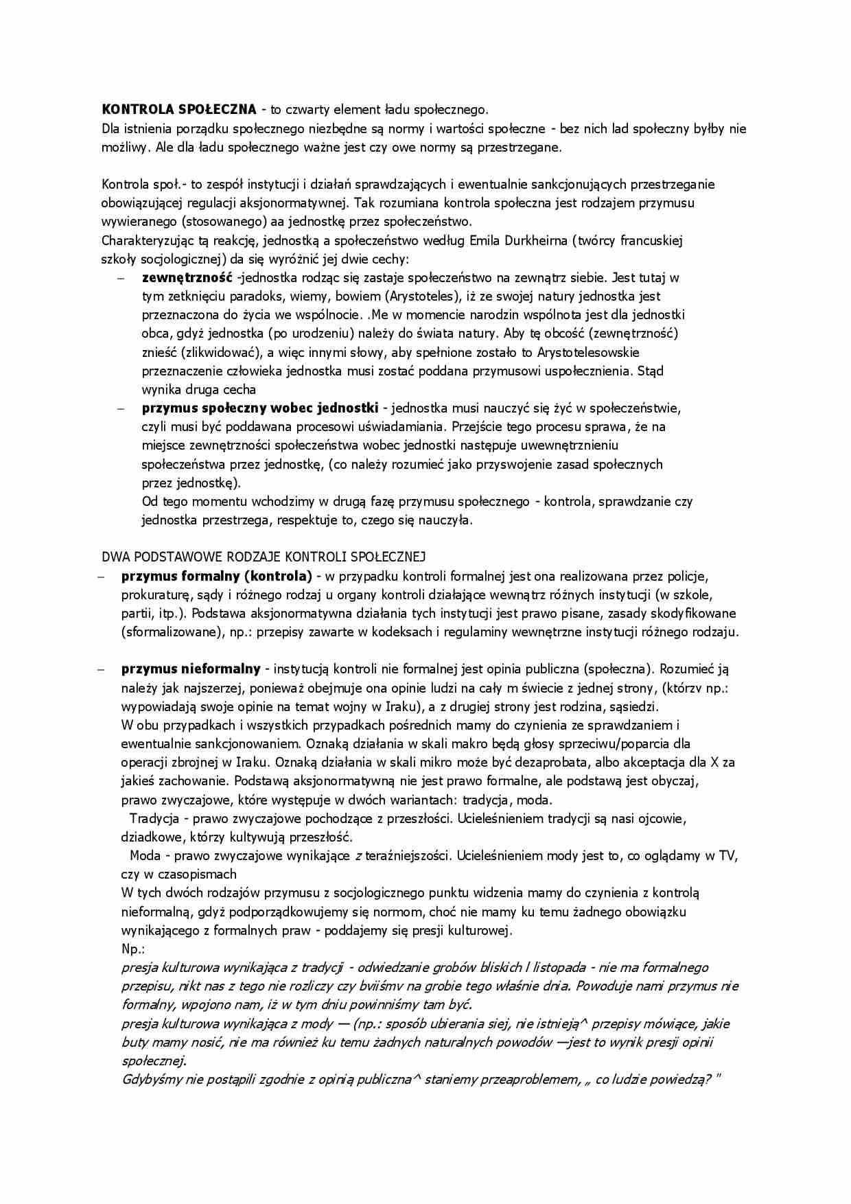 Kontrola społeczna - opis - strona 1
