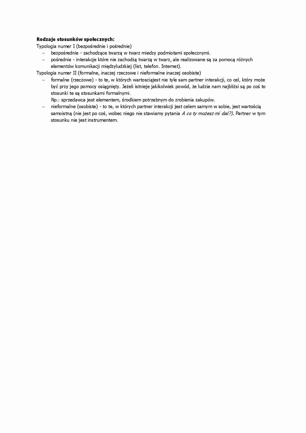 Rodzaje stosunków społecznych - strona 1