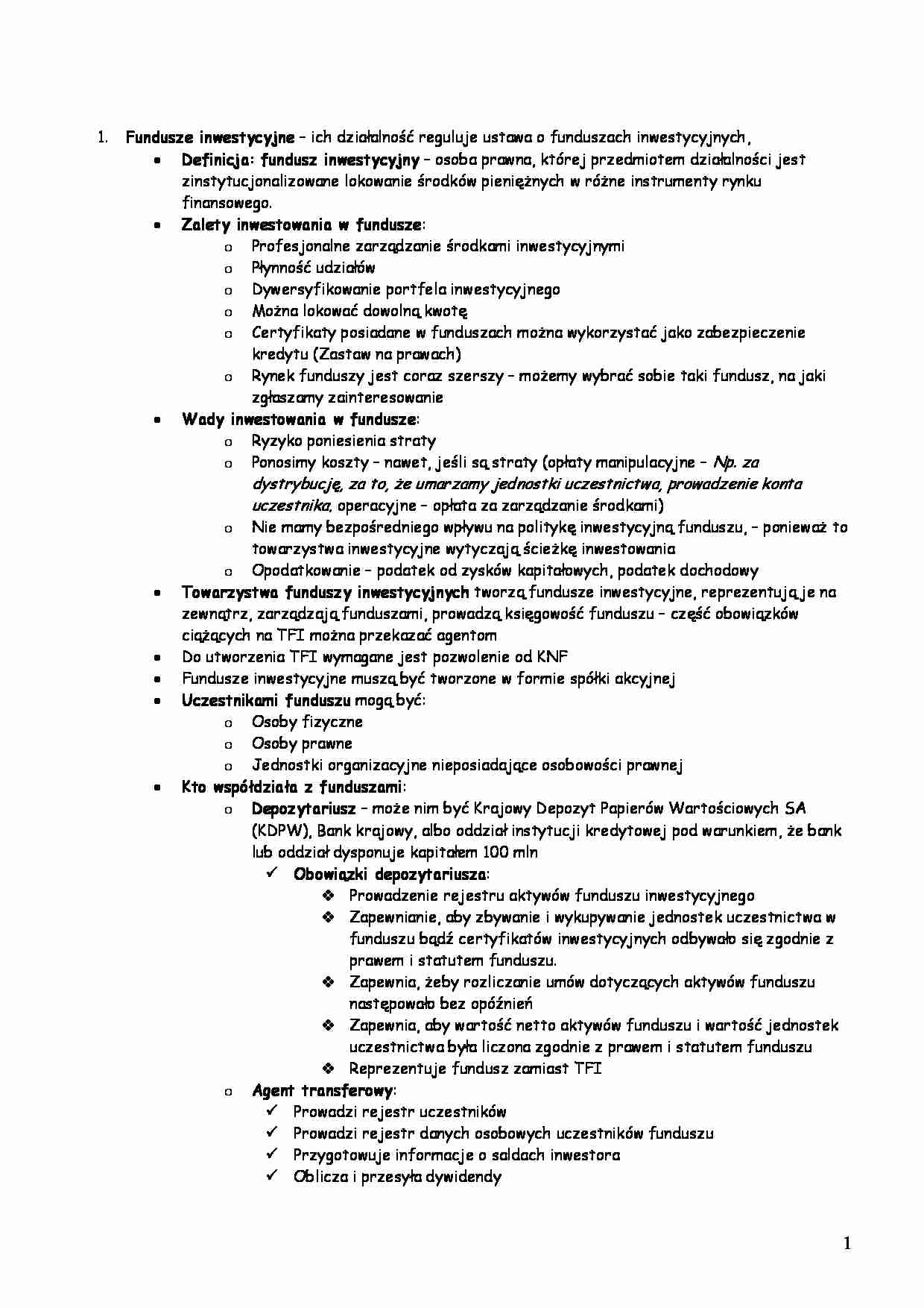 Fundusze inwestycyjne - definicja i podział - strona 1