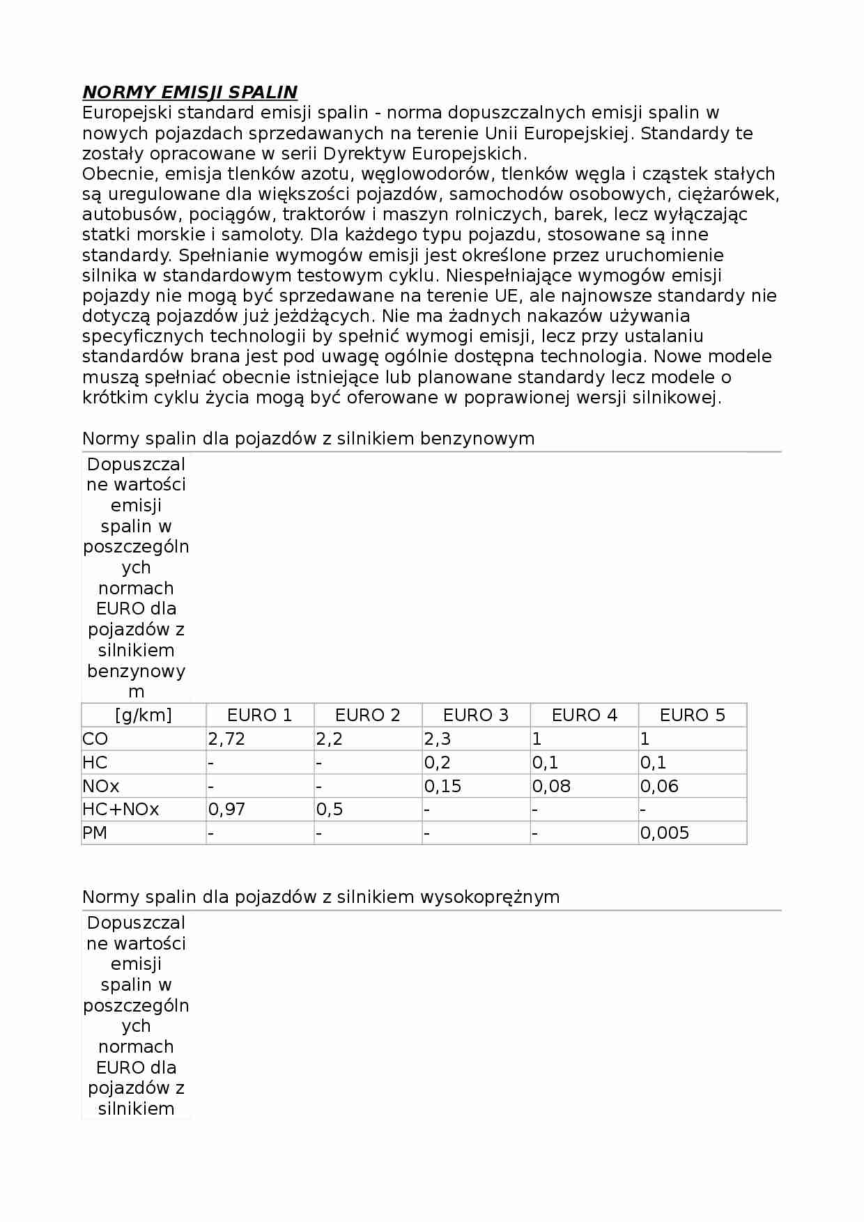 Normy emisji spalin - strona 1