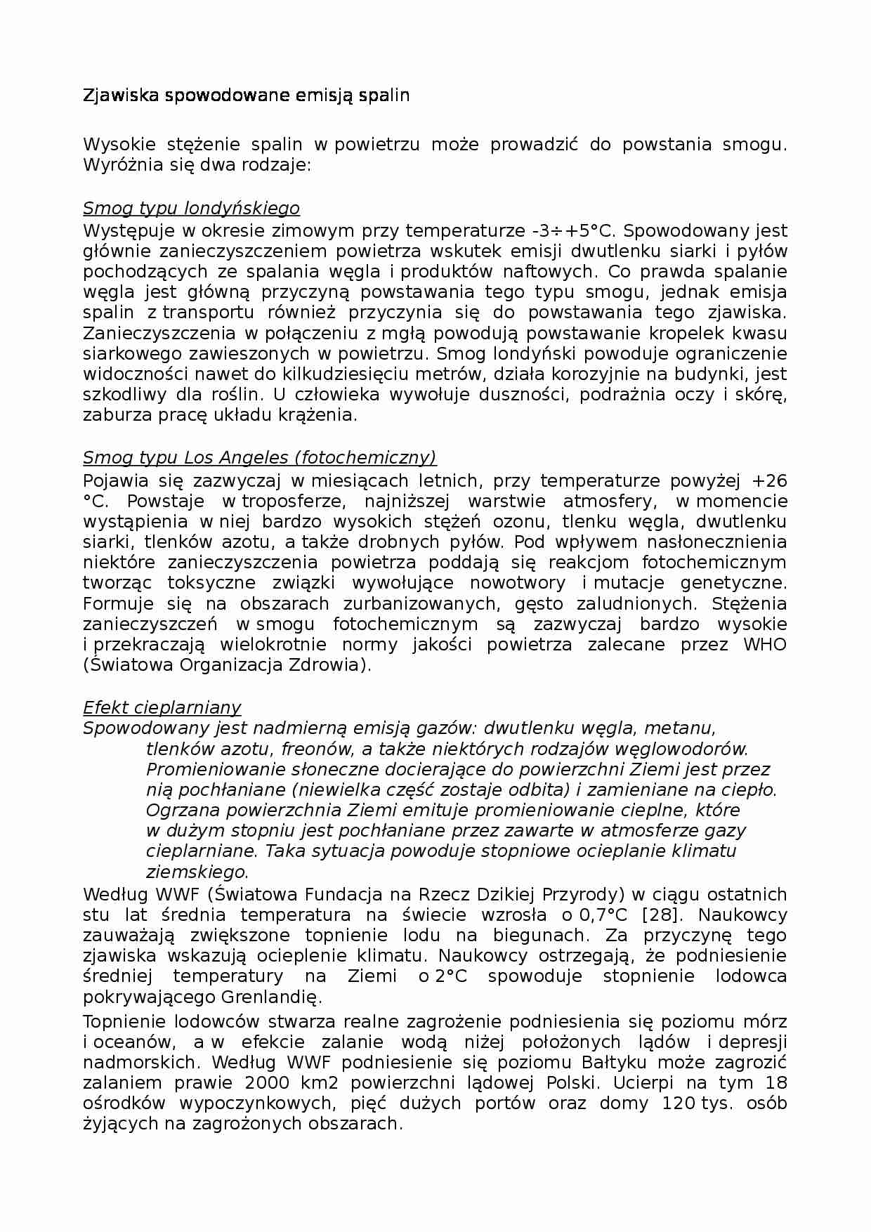 Zjawiska spowodowane emisją spalin - strona 1