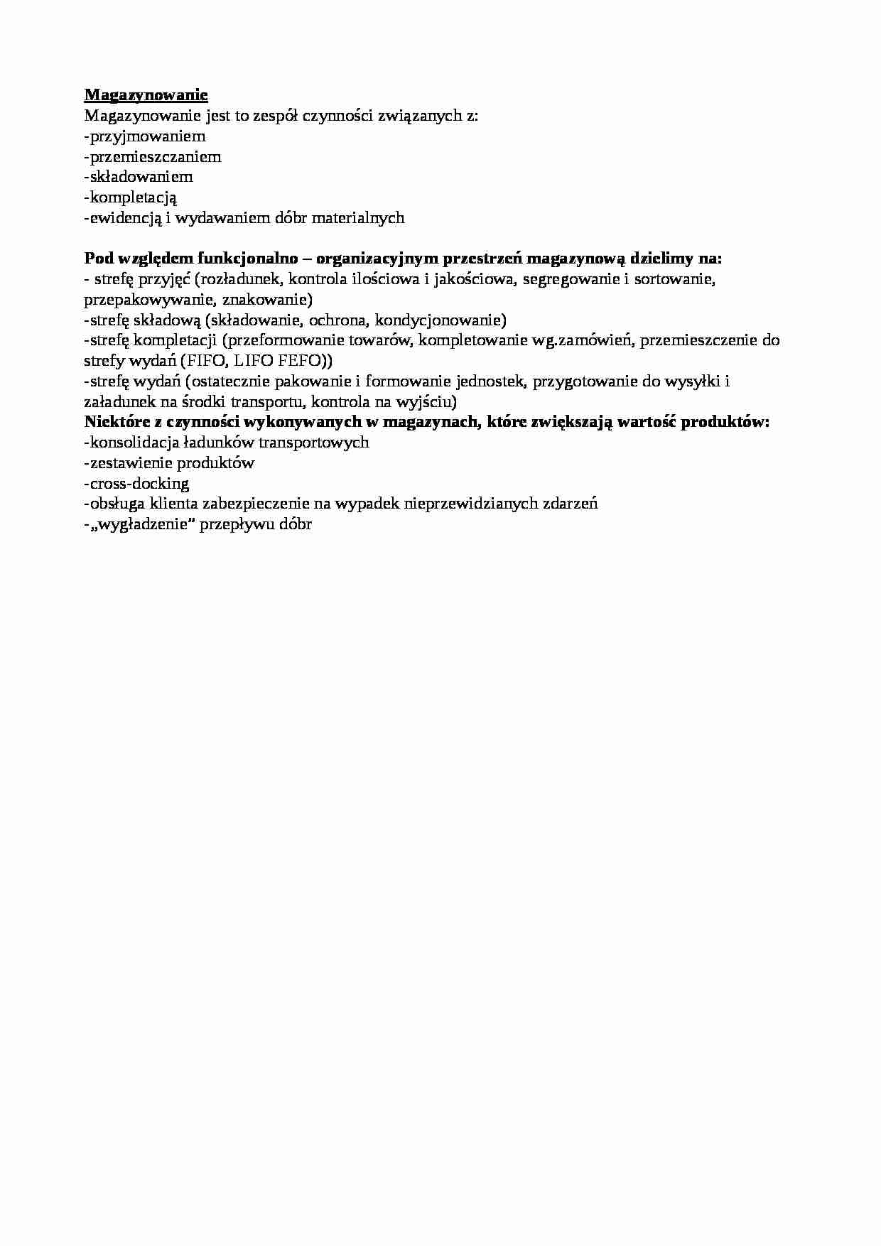 Magazynowanie - Przestrzeń magazynowa - strona 1